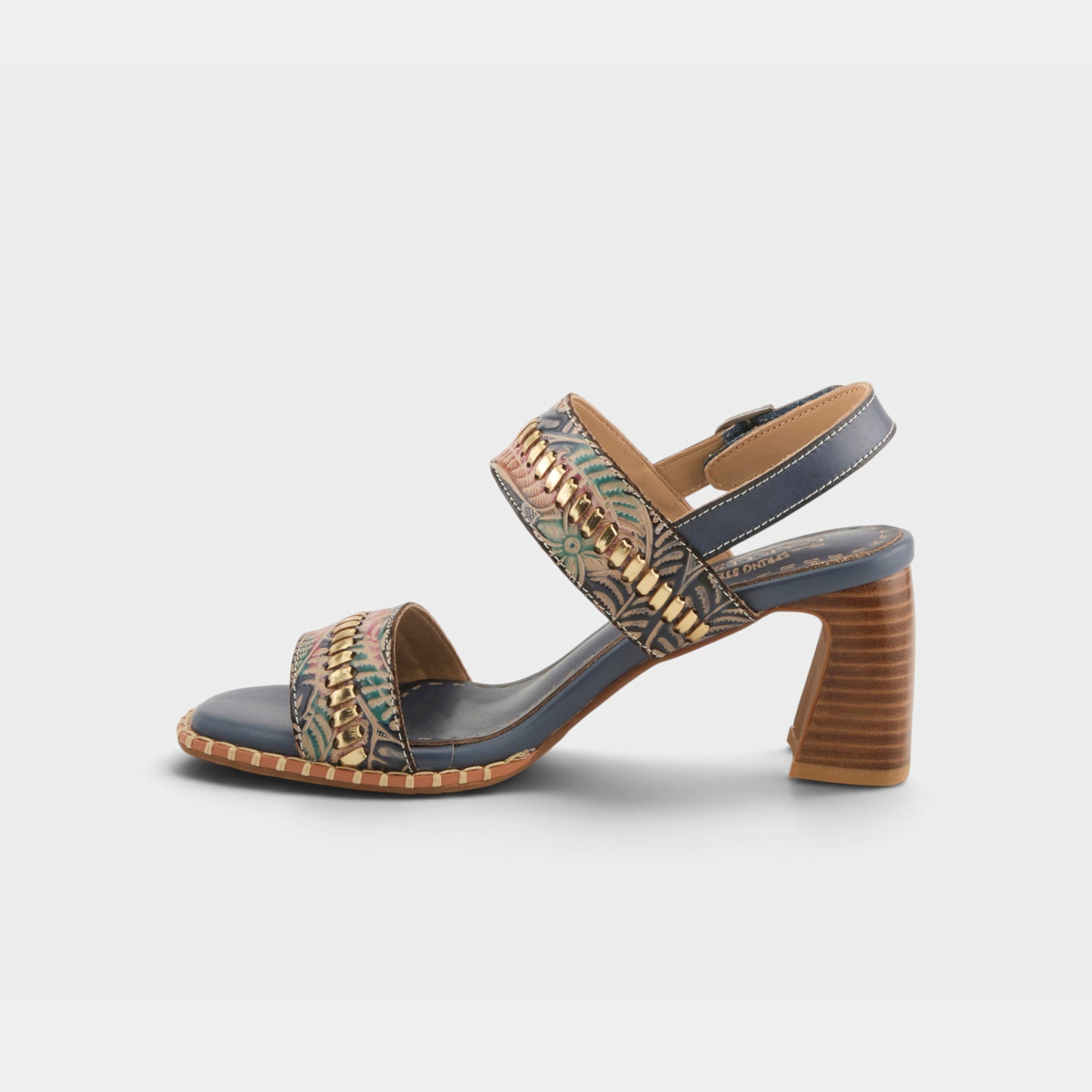 L'Artiste Starstud sandals in Blue Multi, side view
