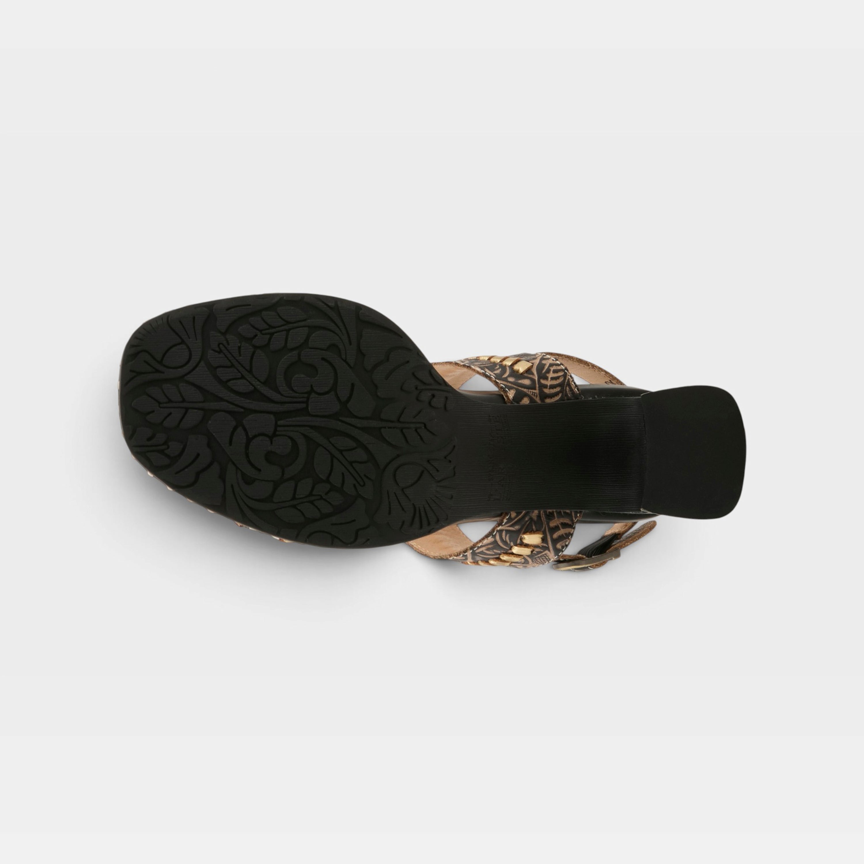 L'Artiste Starstud sandals in Black Multi, outsole view