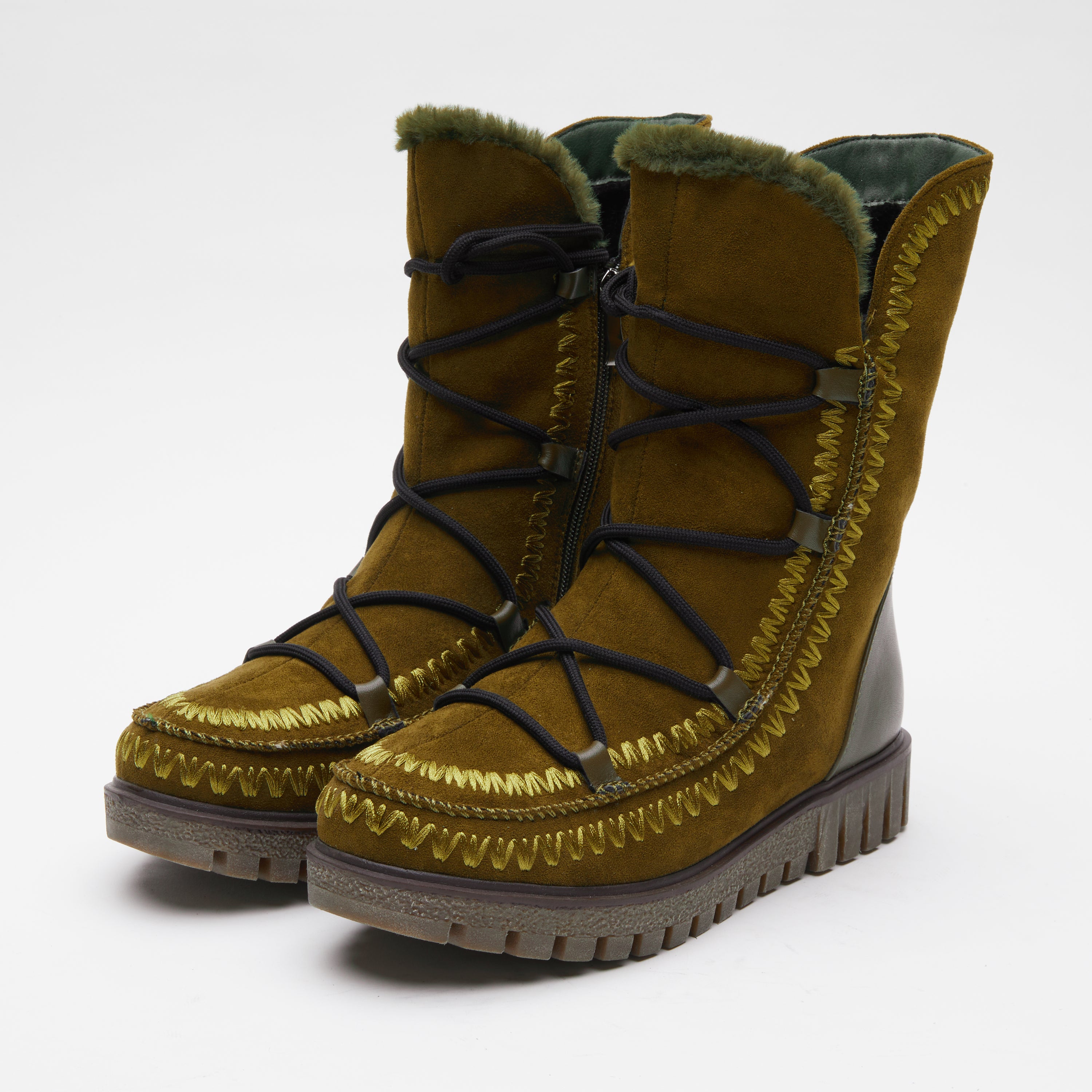 Azura Stich Mid Calf Boots: Lace-up Booties – Spring Step Shoes