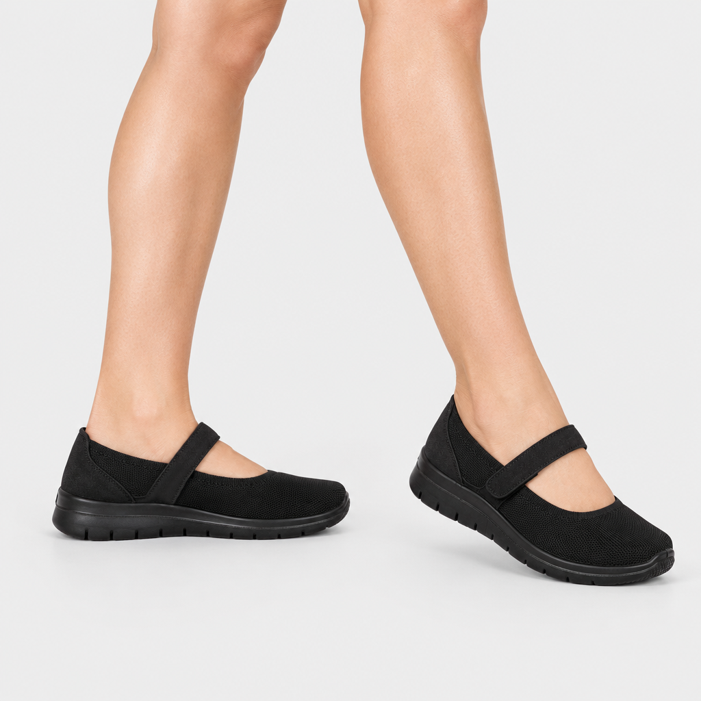 Flexus Stoller Black Shoe - on-foot view