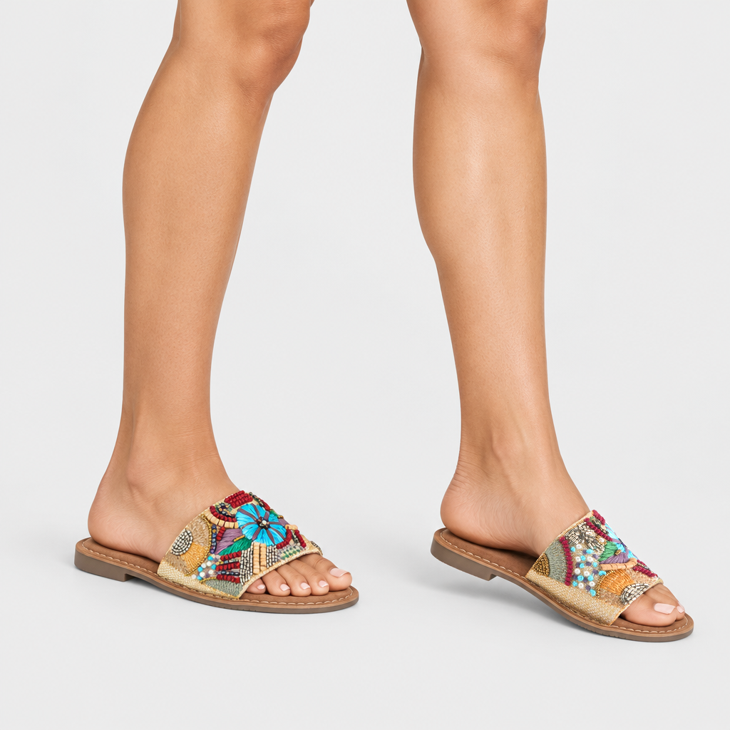 Azura Sugarplum Blue Multi Sandal - on-foot view