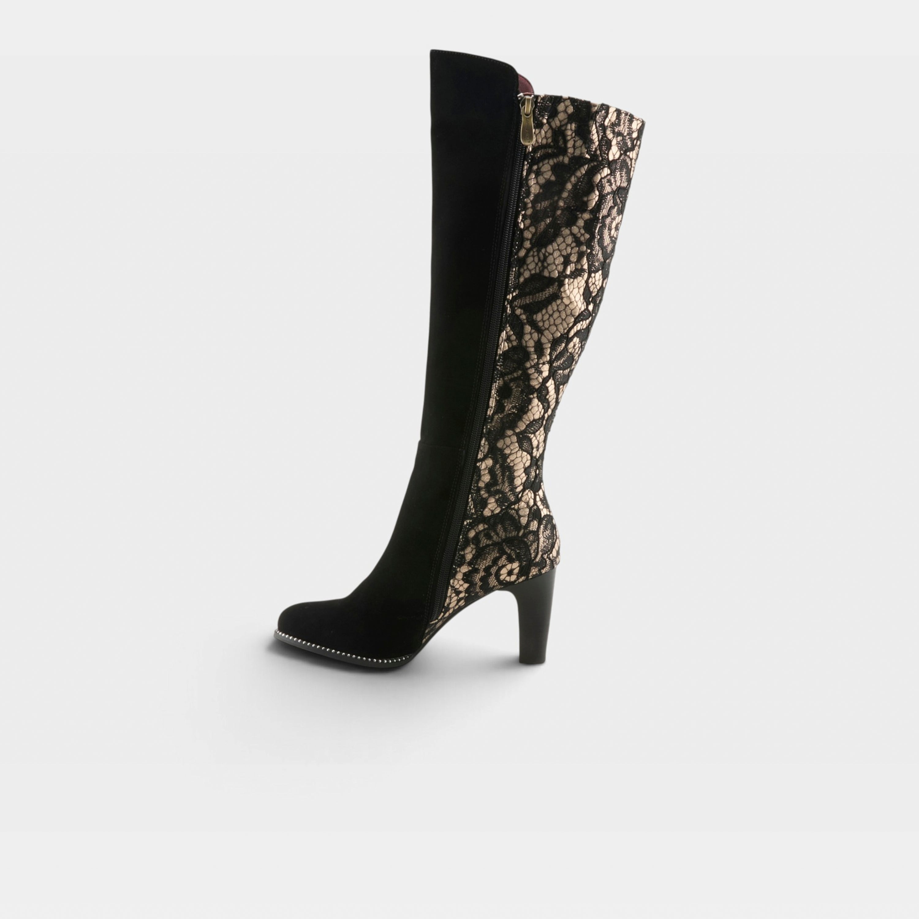 L'Artiste Sultana boots in Black Multi Suede, side view