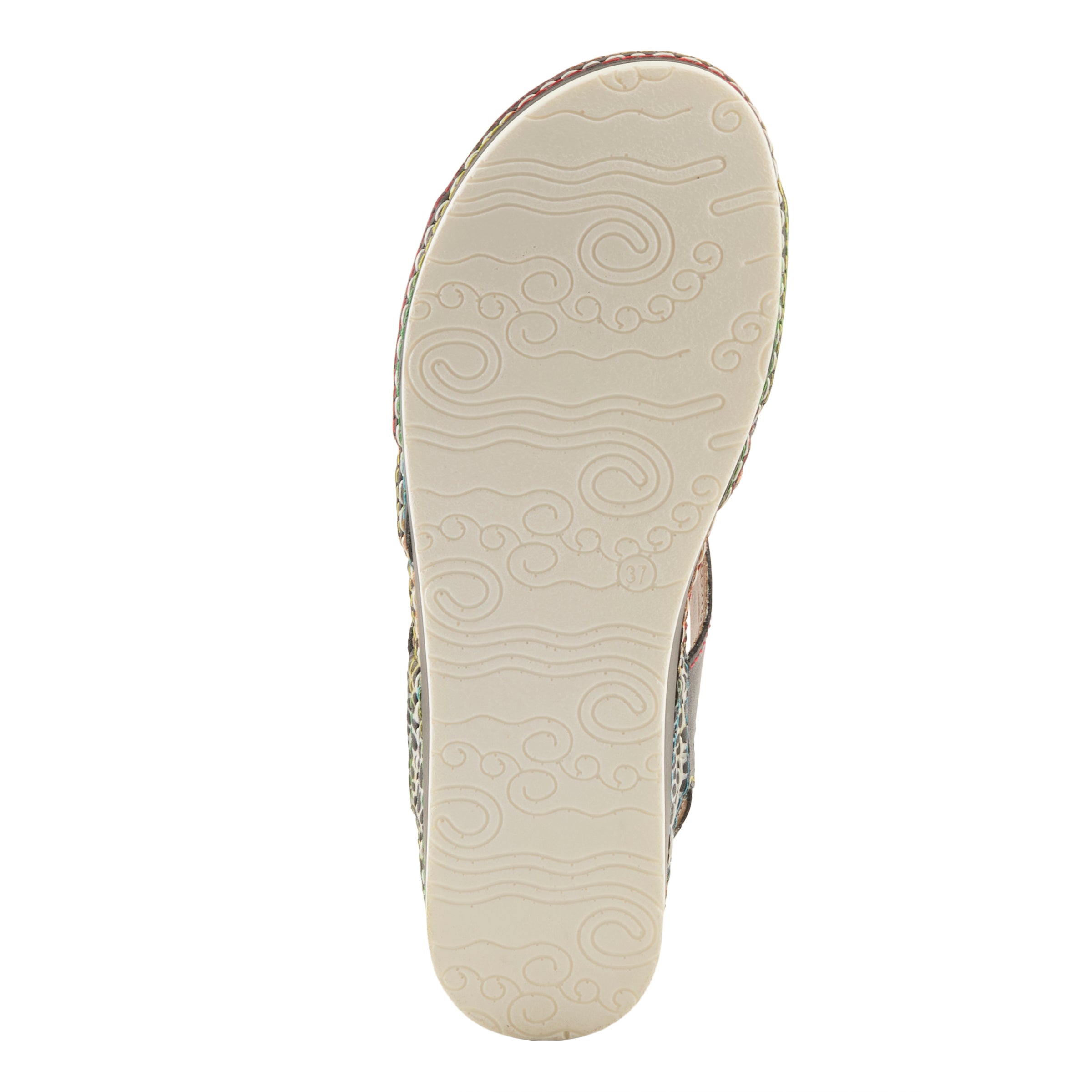 L'Artiste L'ARTISTE SUMACAH SANDAL sandal in beige multi with handcrafted leather design