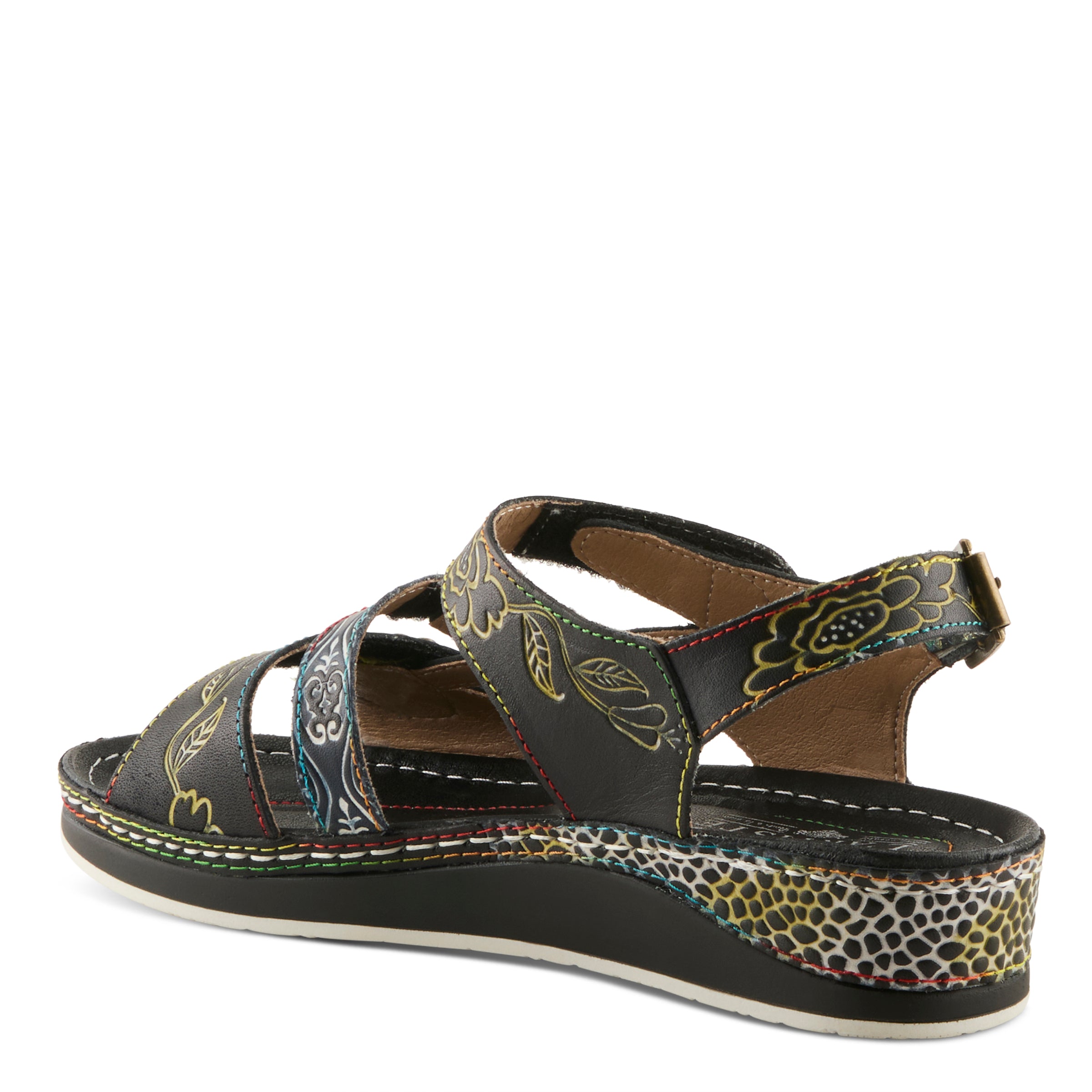 L'Artiste L'ARTISTE SUMACAH SANDAL sandal in beige multi with handcrafted leather design