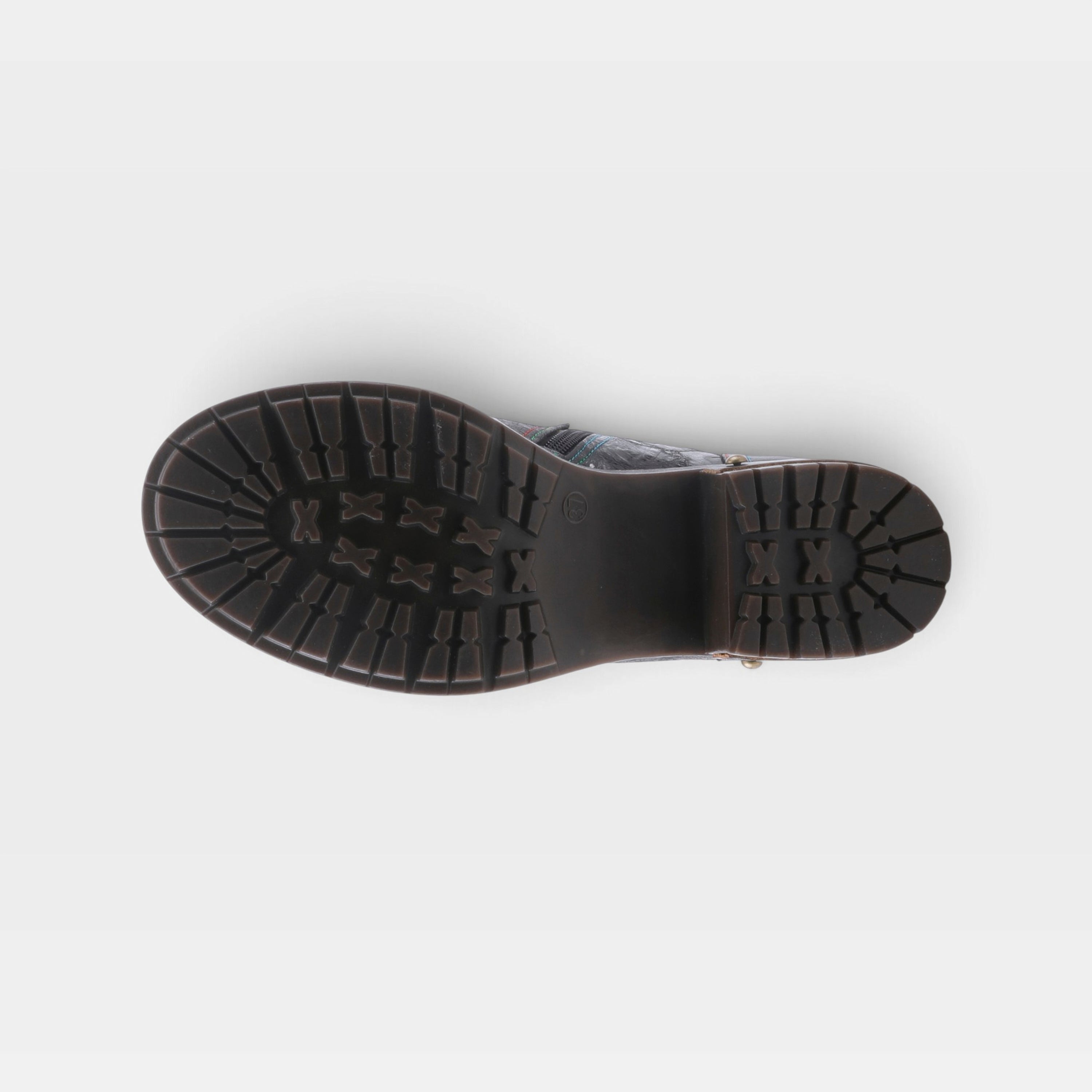 L'Artiste Sunsetride boots in Black Multi, outsole view