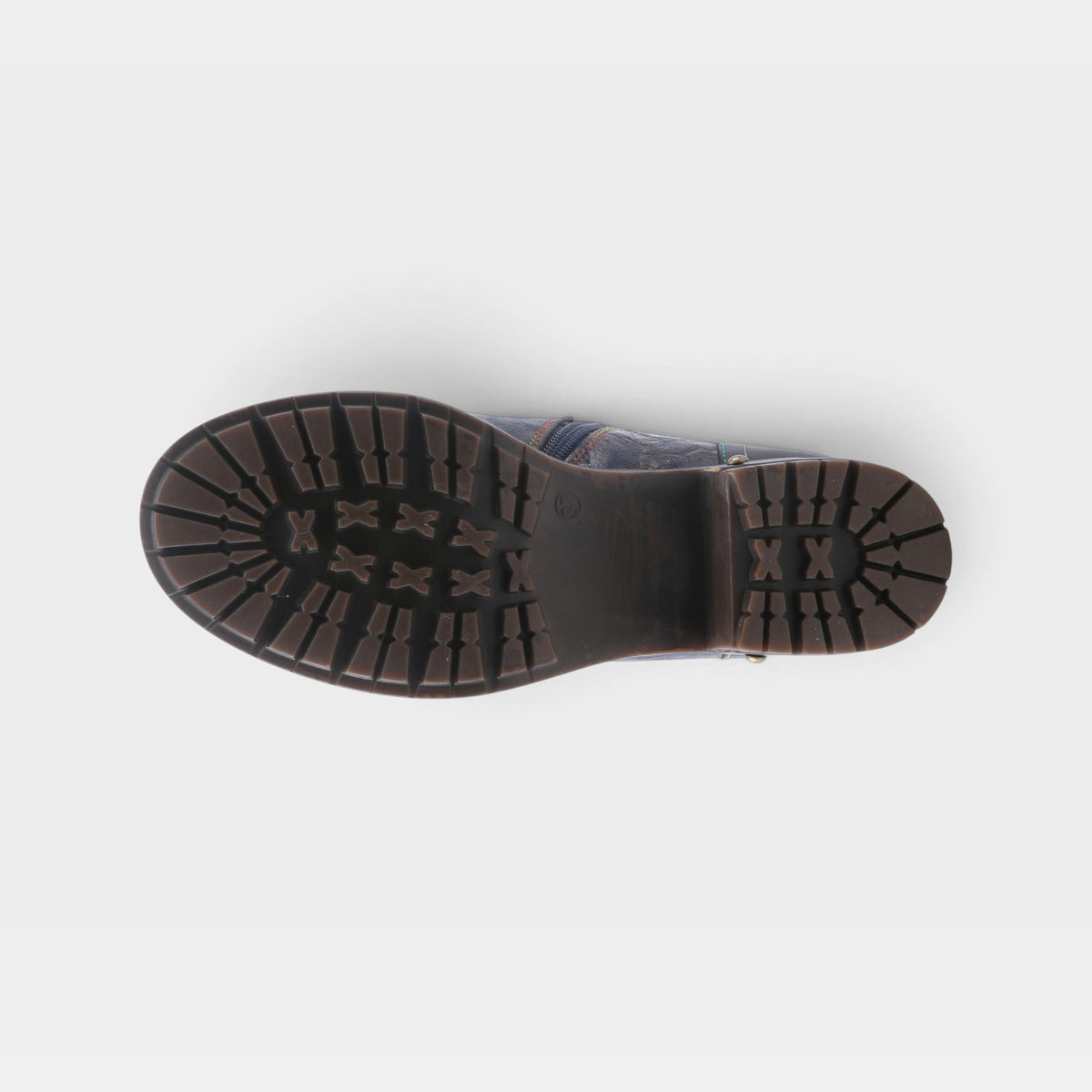 L'Artiste Sunsetride boots in Navy Multi, outsole view