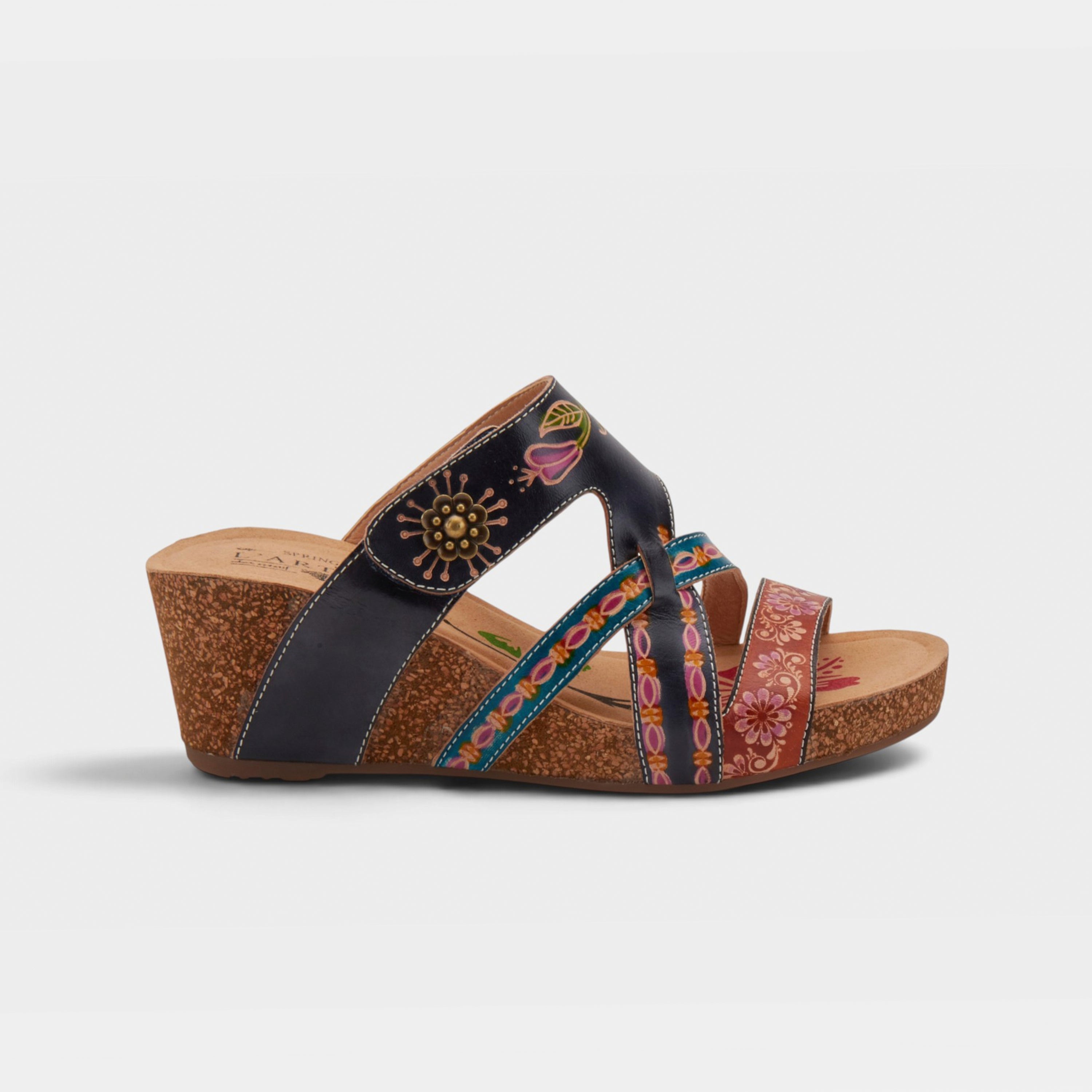 L'Artiste Swan sandals in Navy Multi, hero view