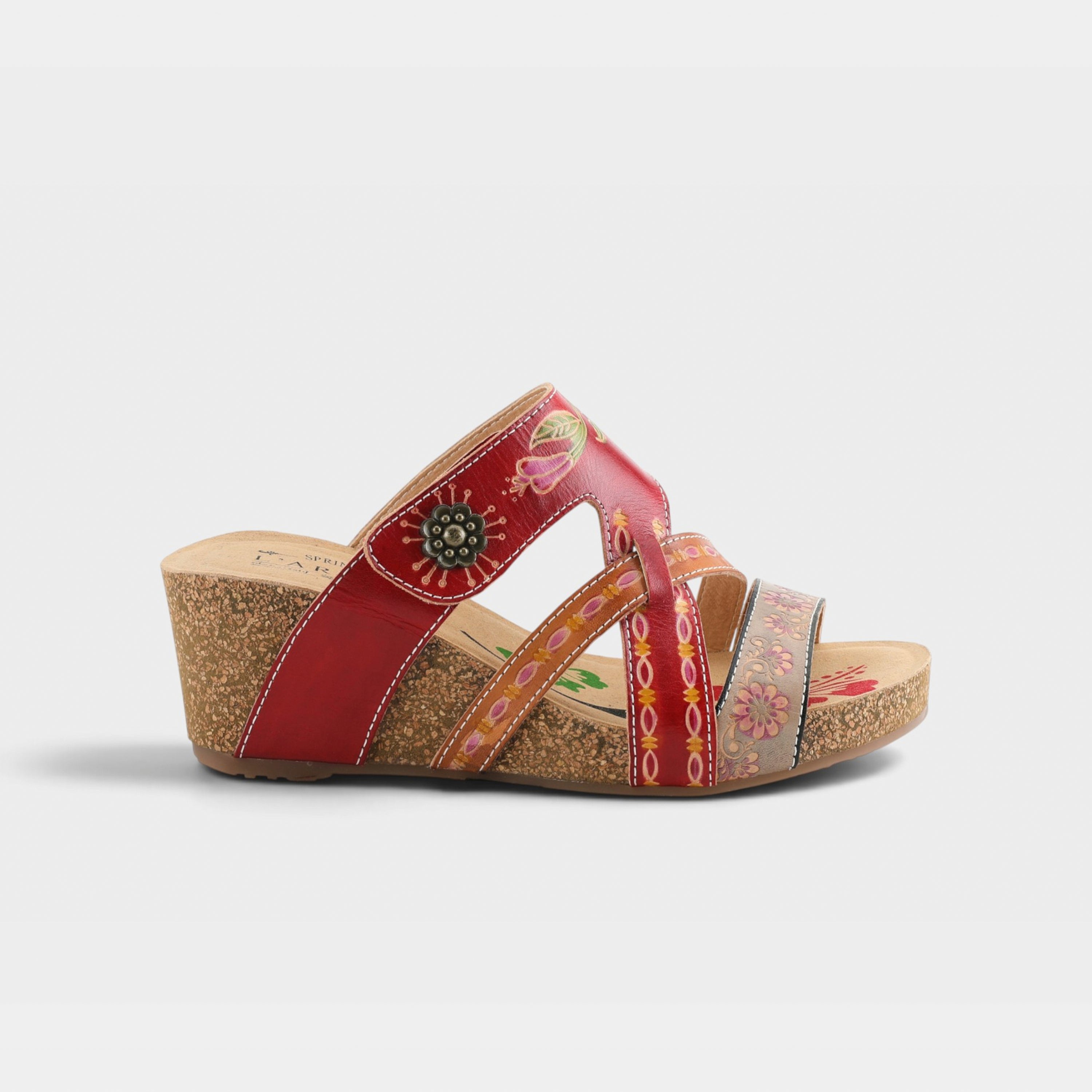 L'Artiste Swan sandals in Red Multi, hero view