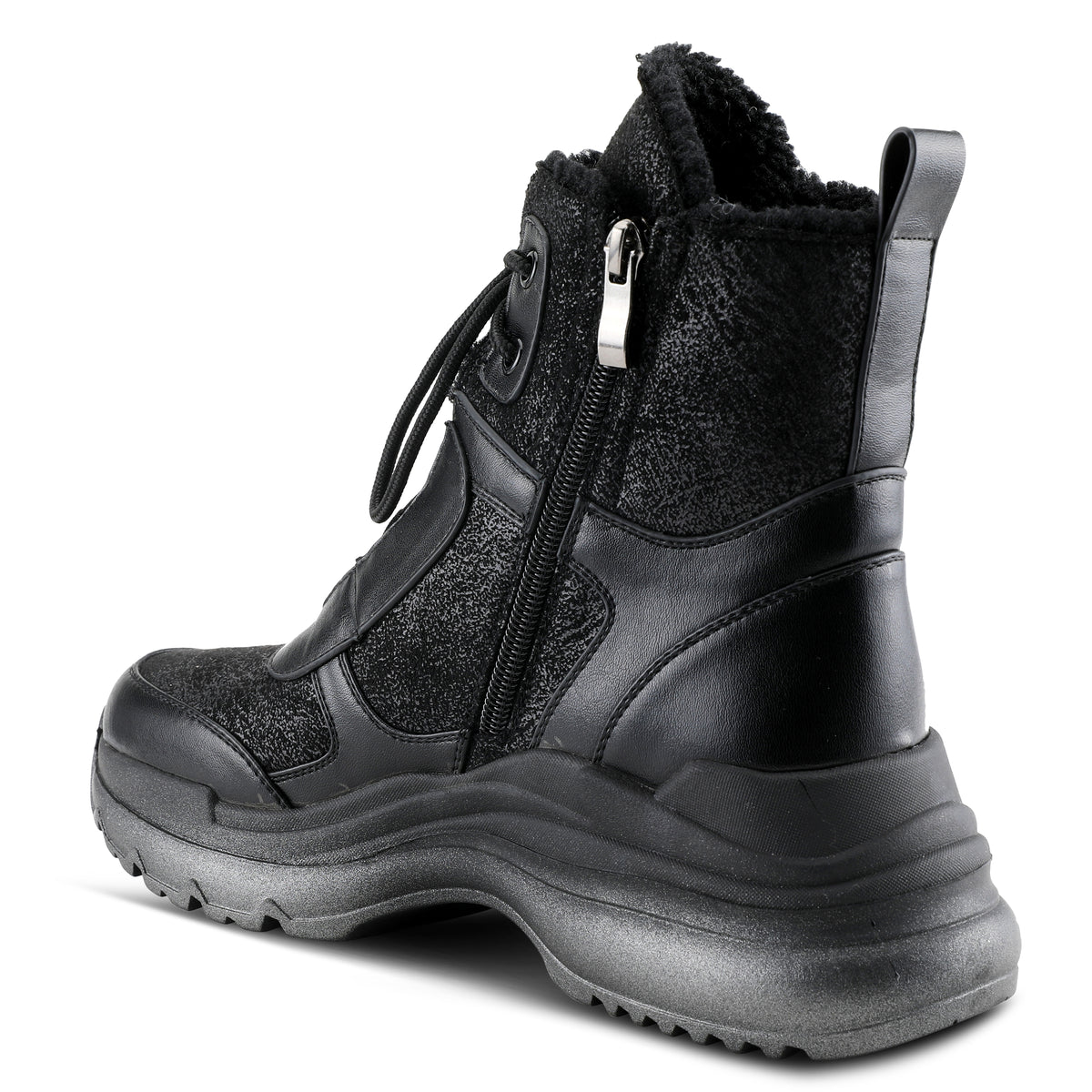 Azura Tahoe women's bootie in black multi with zipper detail and chunky sole