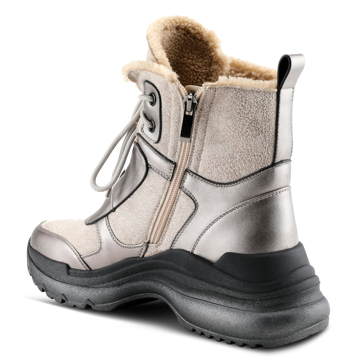 Azura Tahoe women's bootie in black multi with zipper detail and chunky sole