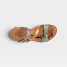 L'Artiste Tanja ankle strap sandal in Mint Green Multi, top view