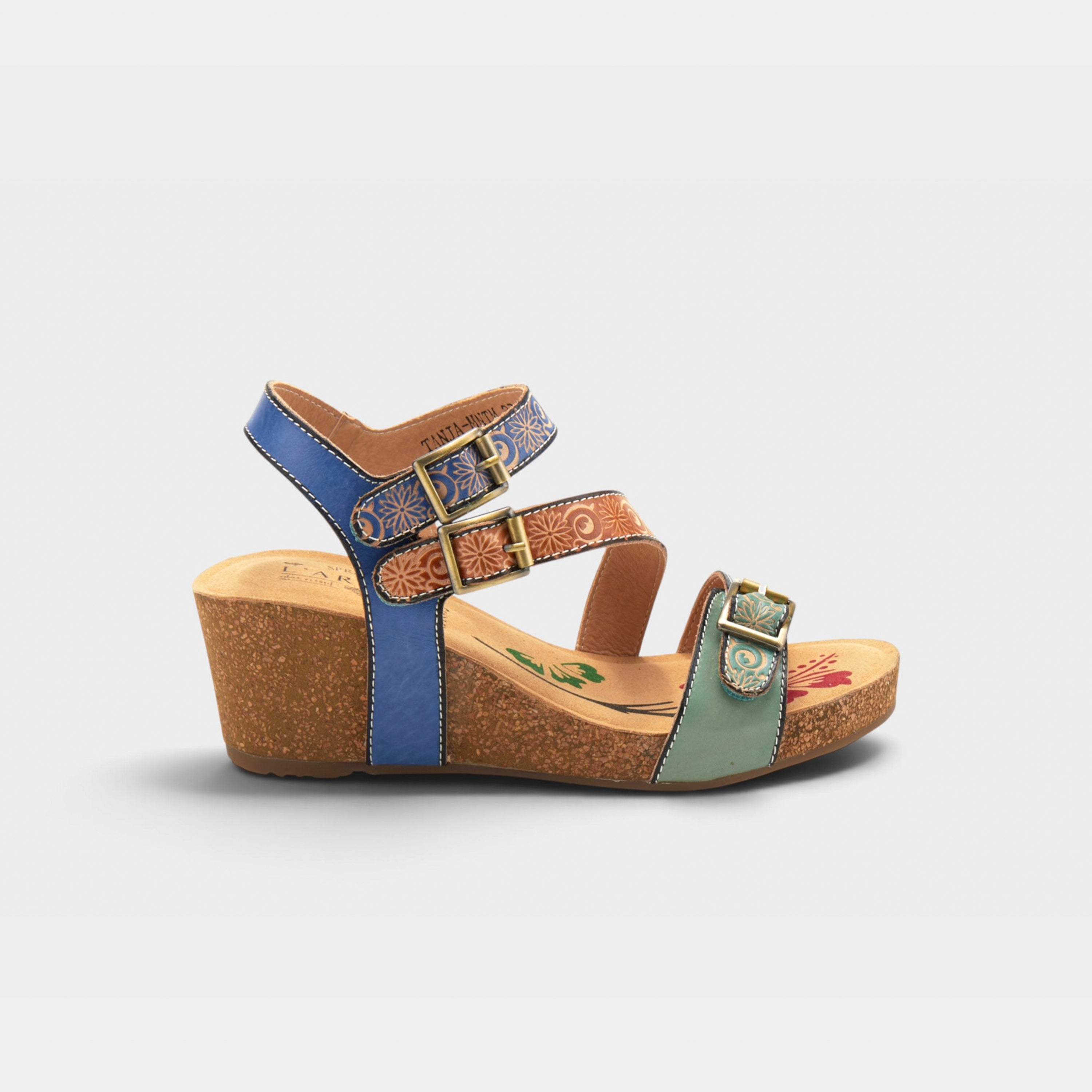 L'Artiste Tanja ankle strap sandal in Mint Green Multi, hero view