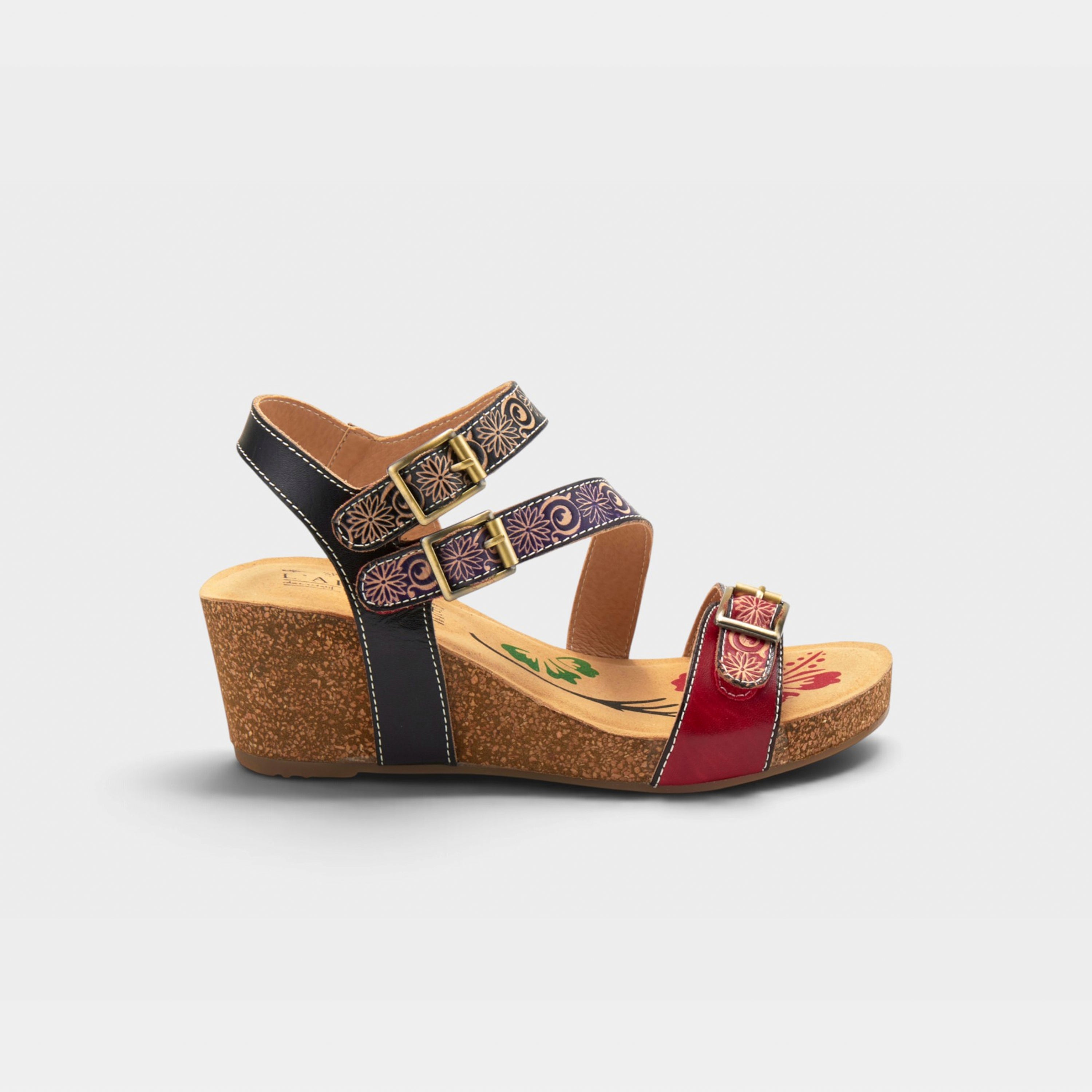 L'Artiste Tanja ankle strap sandal in Red Multi, hero view