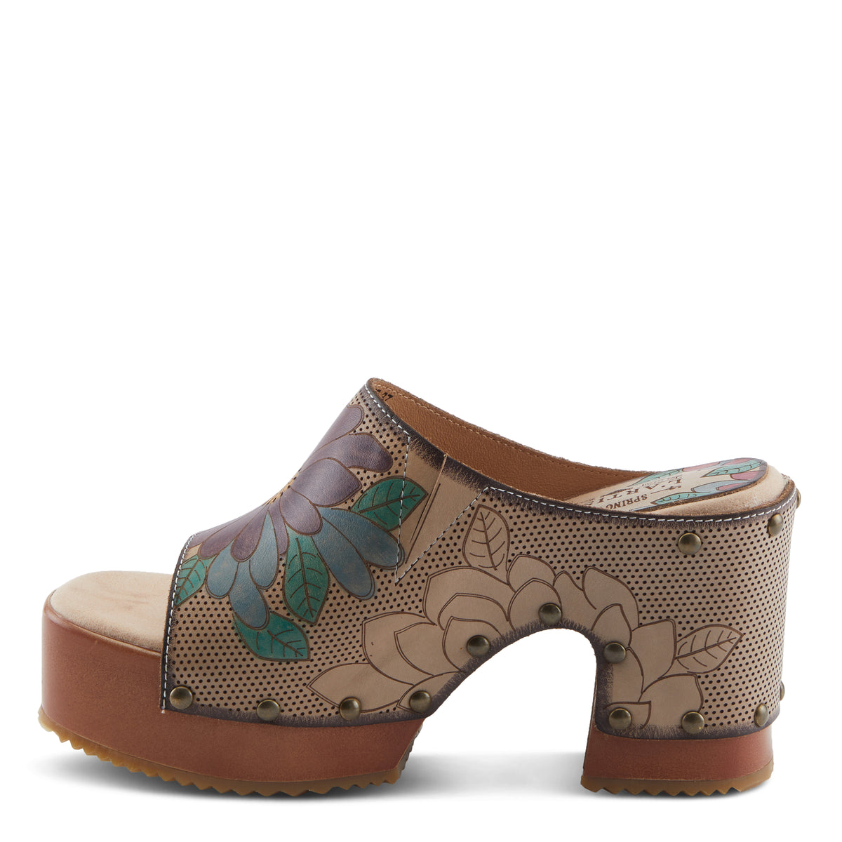 L'Artiste L'ARTISTE TEESHIRT SANDALS sandal in beige multi with handcrafted leather design