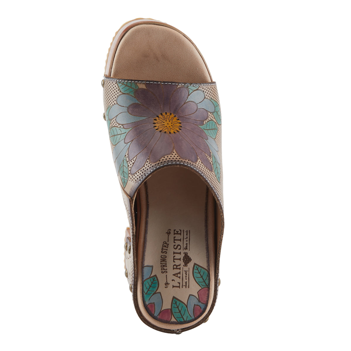 L'Artiste L'ARTISTE TEESHIRT SANDALS sandal in beige multi with handcrafted leather design
