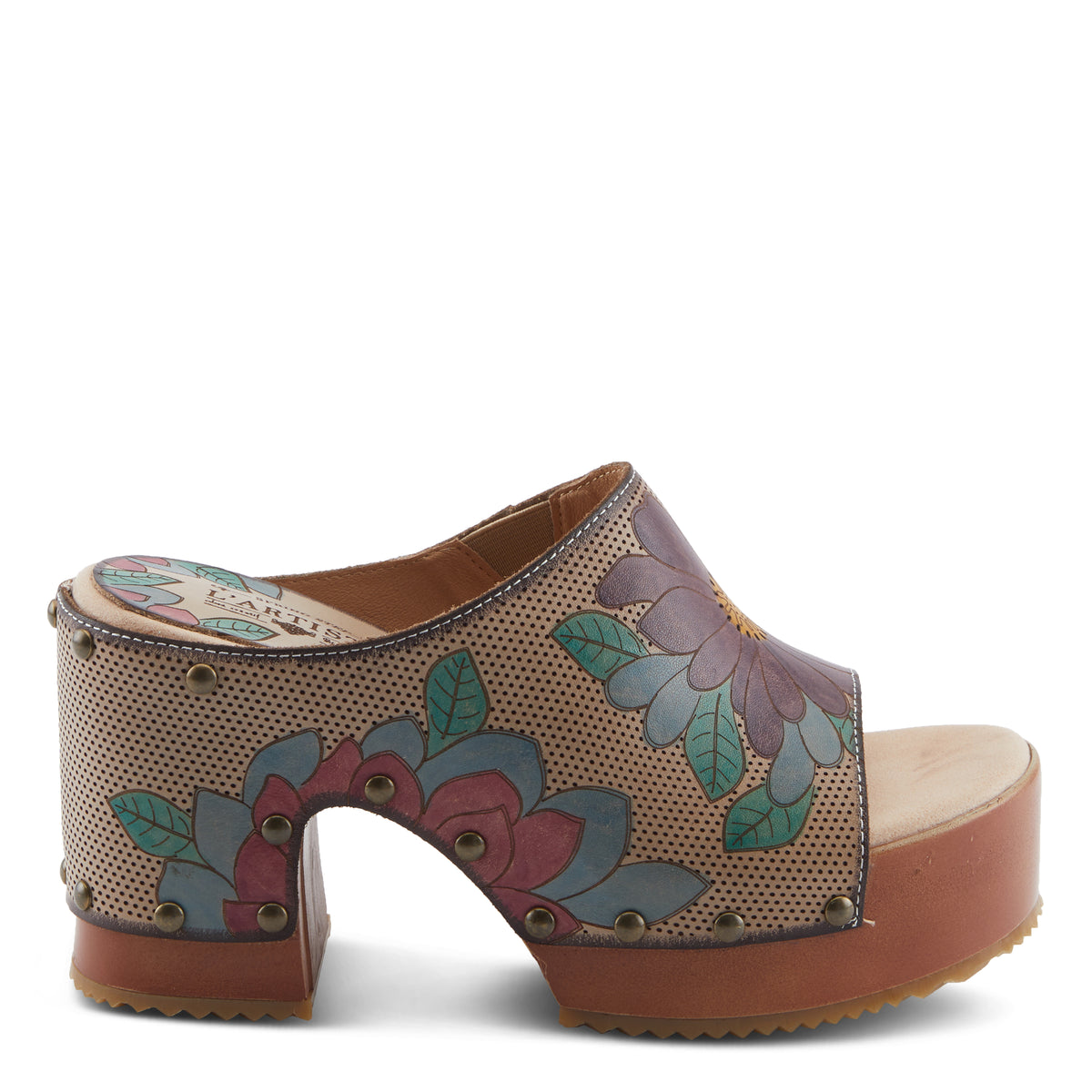 L'Artiste L'ARTISTE TEESHIRT SANDALS sandal in beige multi with handcrafted leather design