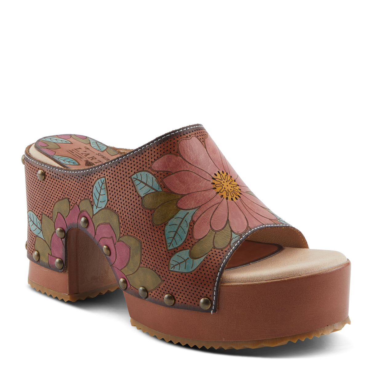L'Artiste L'ARTISTE TEESHIRT SANDALS sandal in beige multi with handcrafted leather design