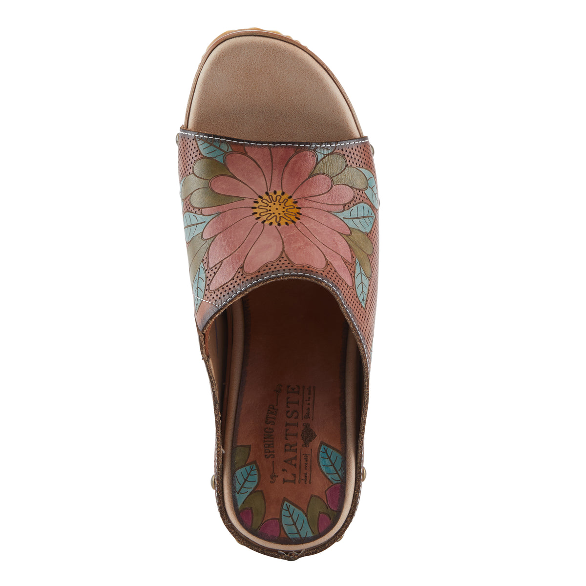 L'Artiste L'ARTISTE TEESHIRT SANDALS sandal in brown multi with handcrafted leather design