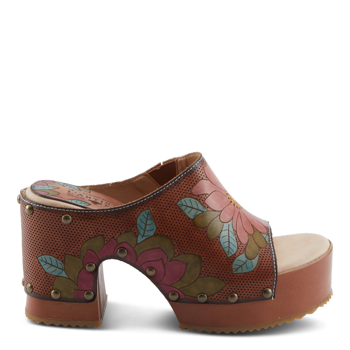 L'Artiste L'ARTISTE TEESHIRT SANDALS sandal in brown multi with handcrafted leather design
