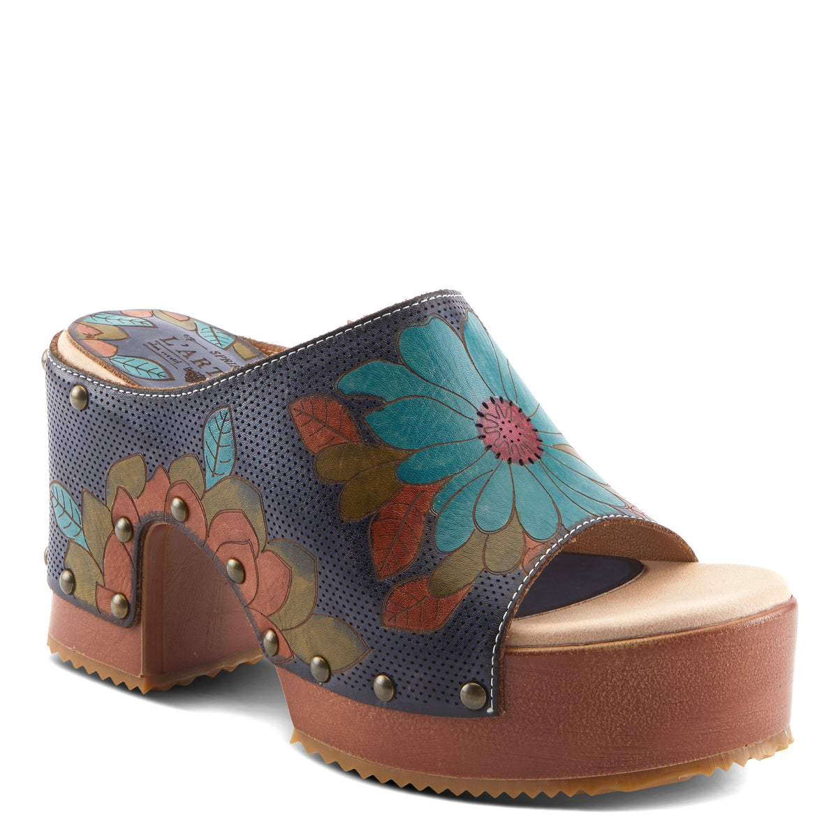 L'Artiste L'ARTISTE TEESHIRT SANDALS sandal in brown multi with handcrafted leather design