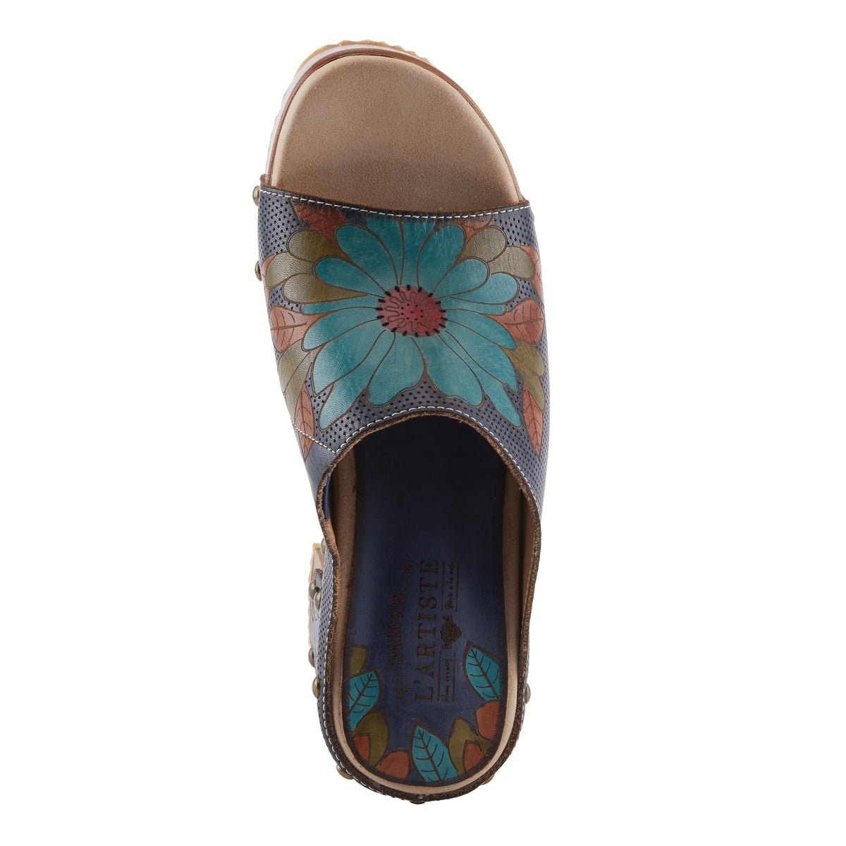 L'Artiste L'ARTISTE TEESHIRT SANDALS sandal in navy multi with handcrafted leather design