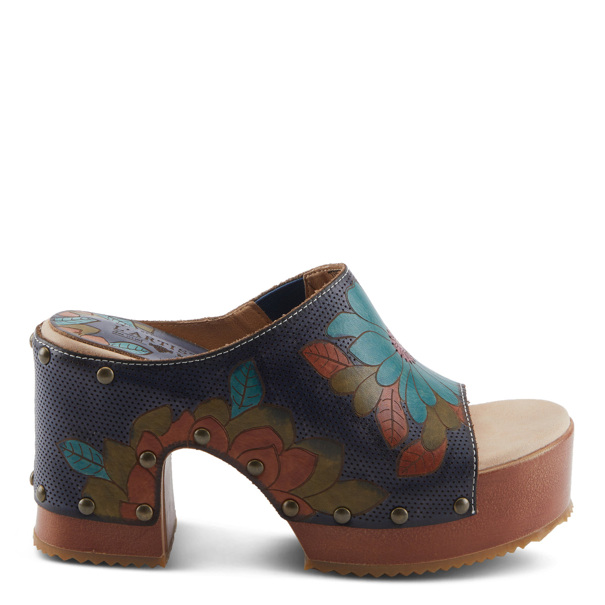 L'Artiste L'ARTISTE TEESHIRT SANDALS sandal in navy multi with handcrafted leather design