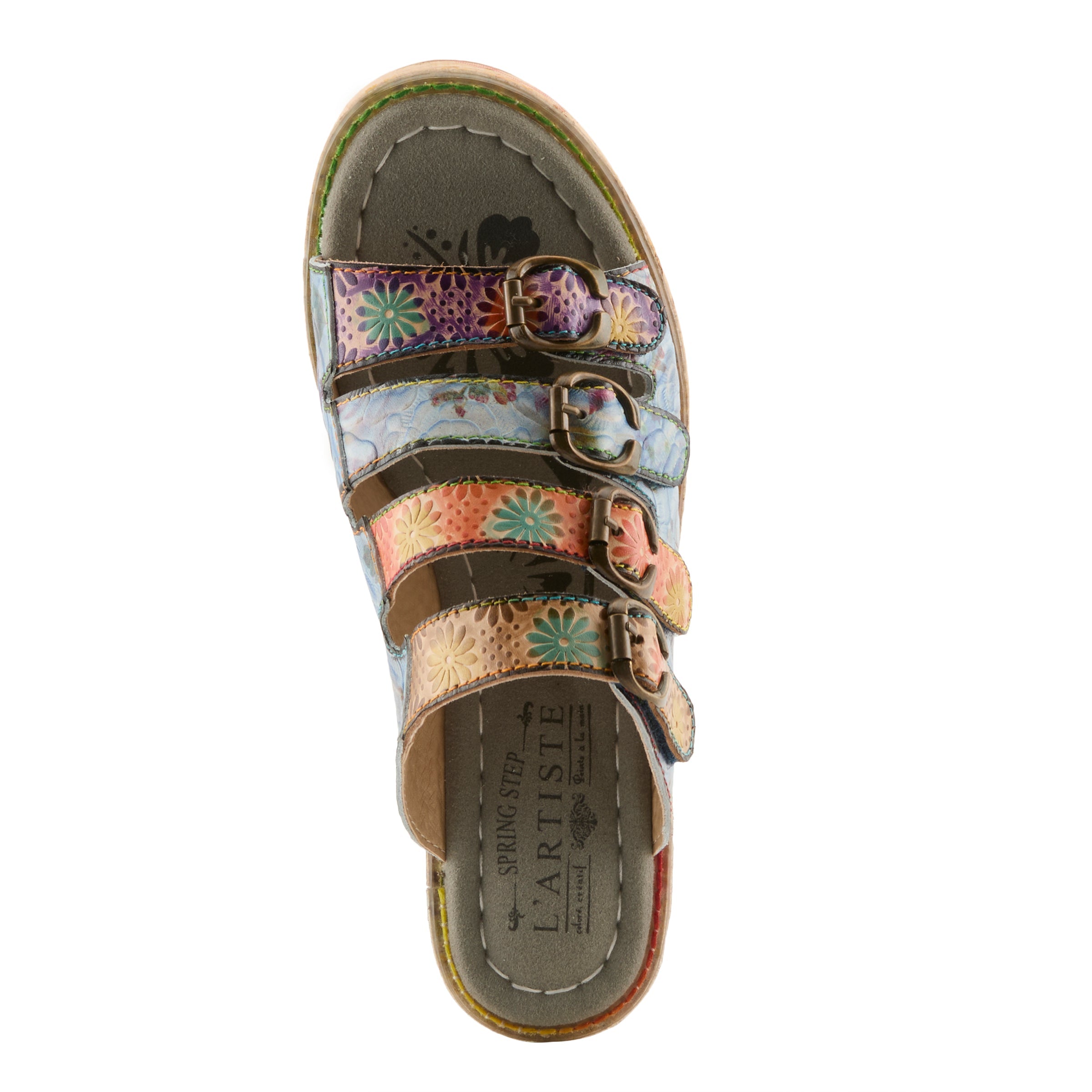 L'Artiste Teetimer Cork Block Heel Sandals - Spring Step Shoes