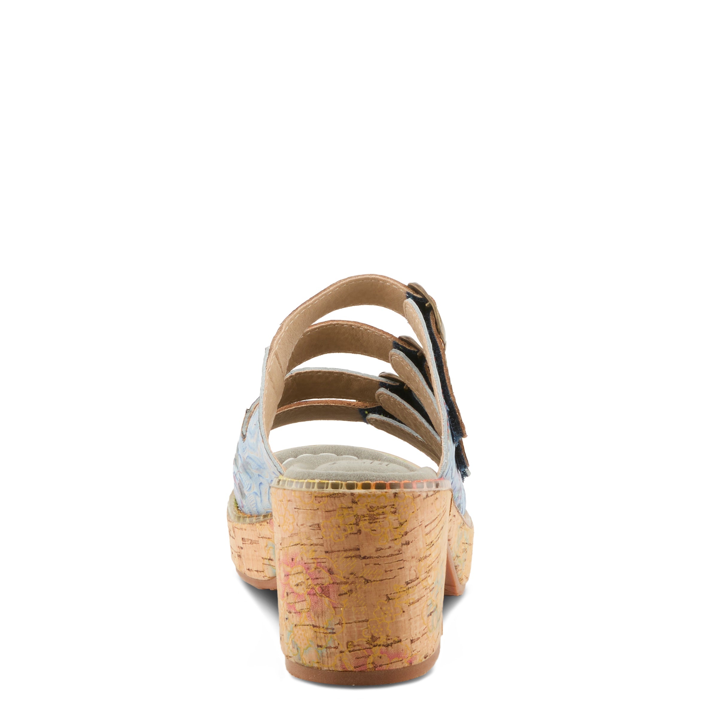 L'Artiste Teetimer Cork Block Heel Sandals - Spring Step Shoes