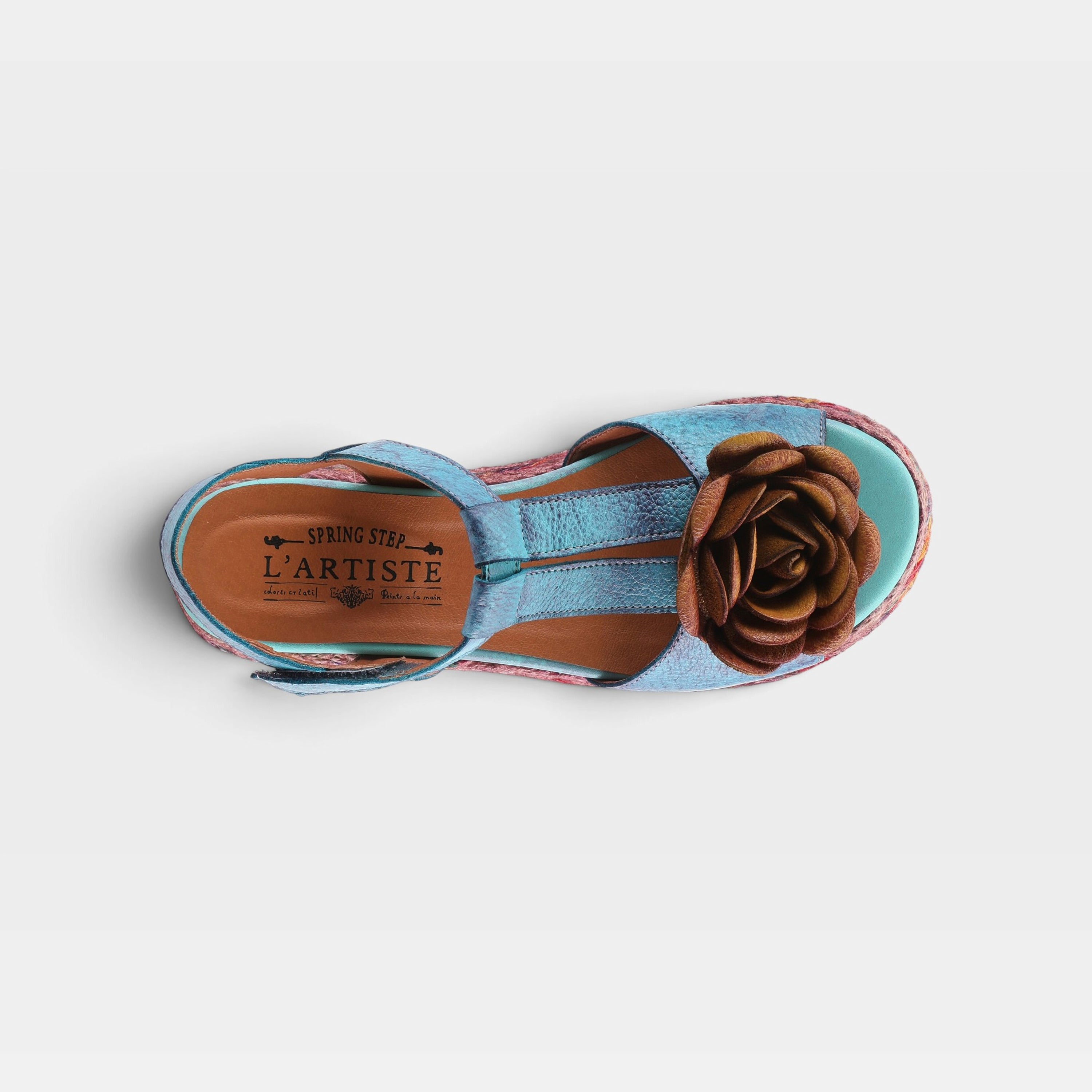 L'Artiste Tempest sandals in Blue Multi, top view