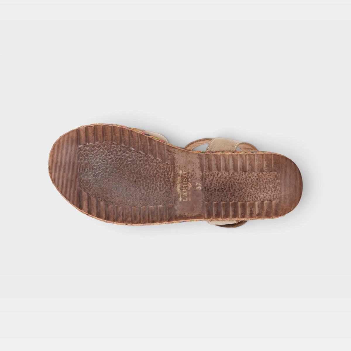 L'Artiste Tempest sandals in Light Grey, outsole view