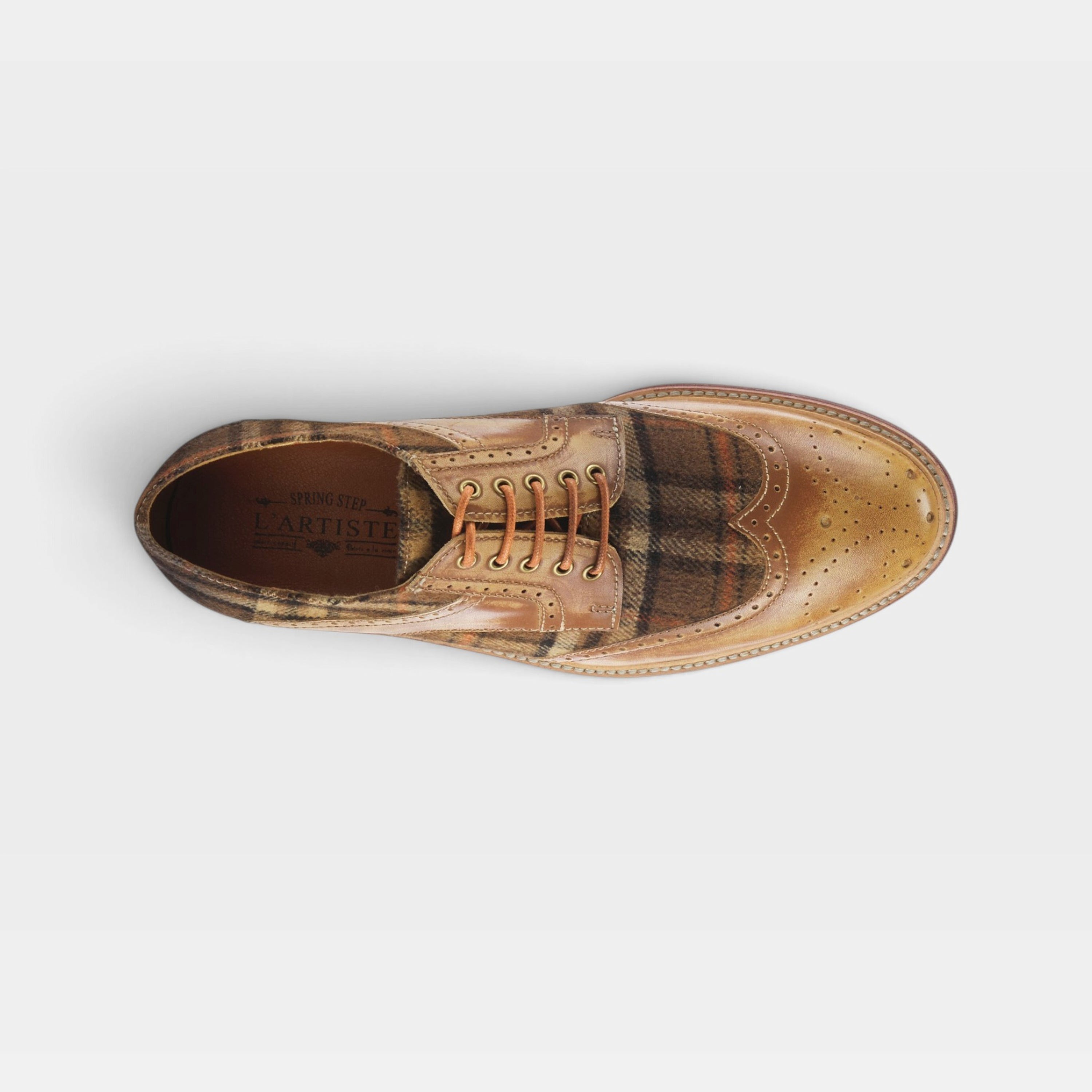 L'Artiste Men Thavo-Plaid Tan Multi Oxford Shoe