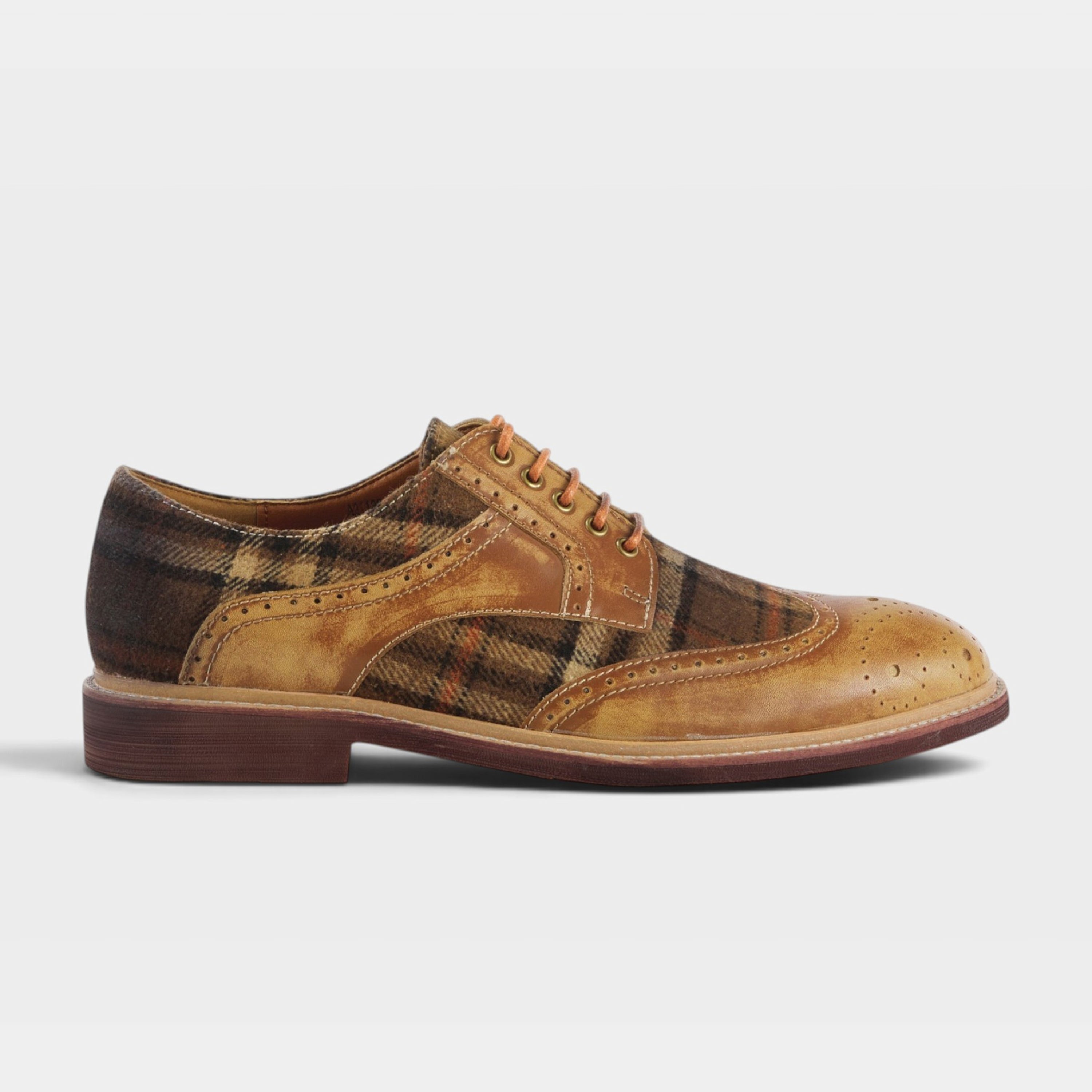 L'Artiste Men Thavo-Plaid Tan Multi Oxford Shoe