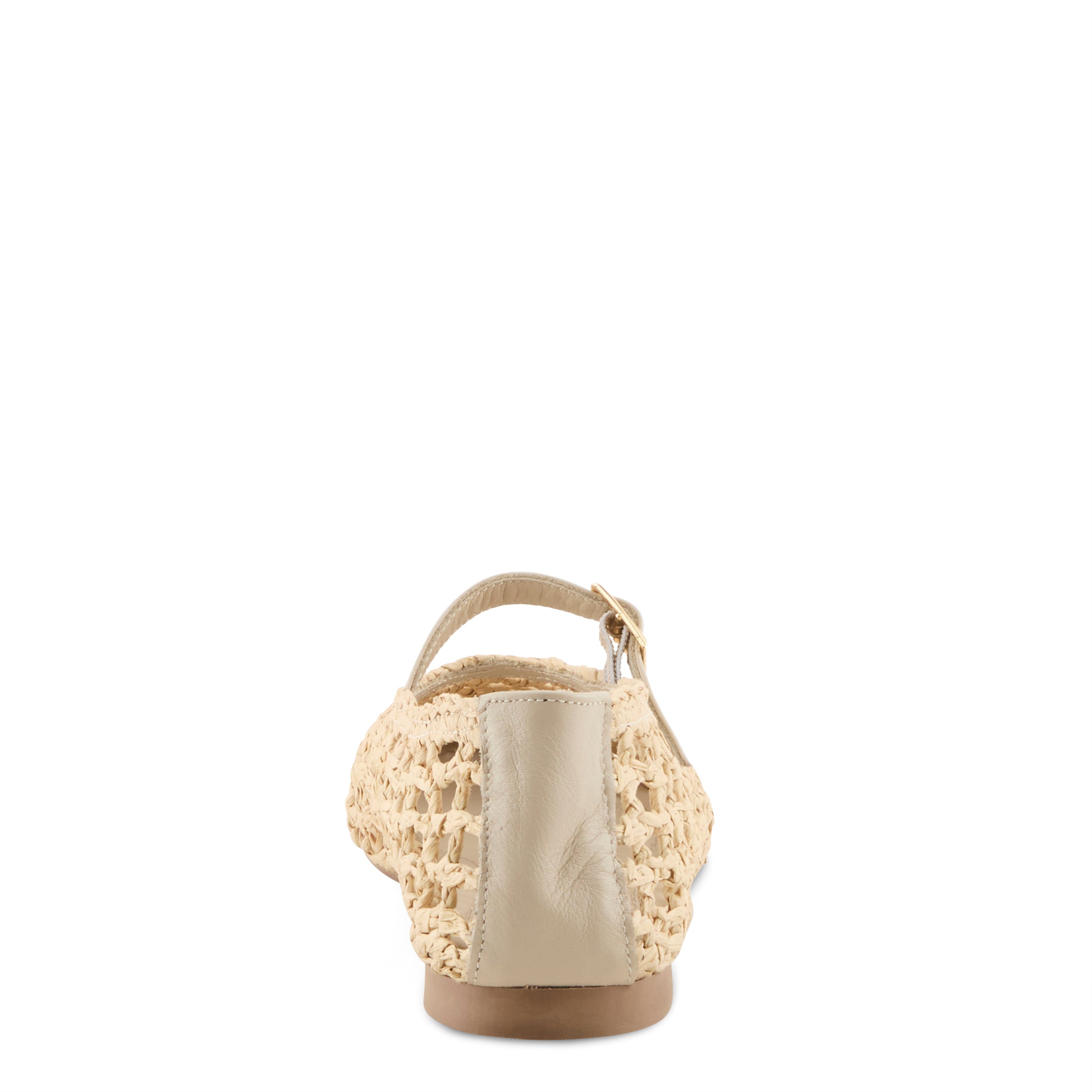 Azura Thevineyard women's flat in beige with raffia upper and buckle detail