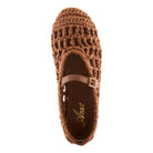 Azura Thevineyard women's flat in brown with raffia upper and buckle detail