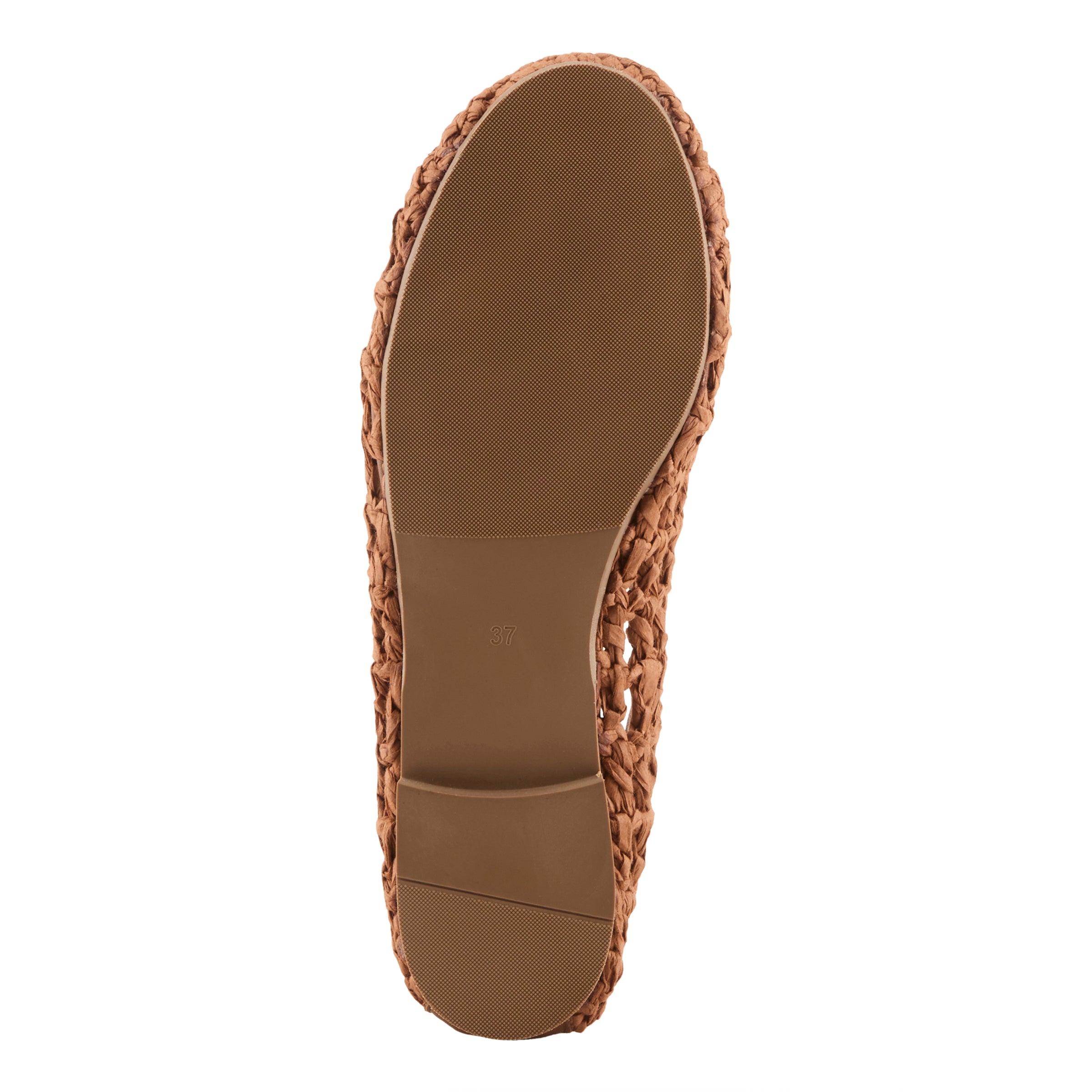 Azura Thevineyard women's flat in brown with raffia upper and buckle detail