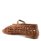 Azura Thevineyard women's flat in brown with raffia upper and buckle detail