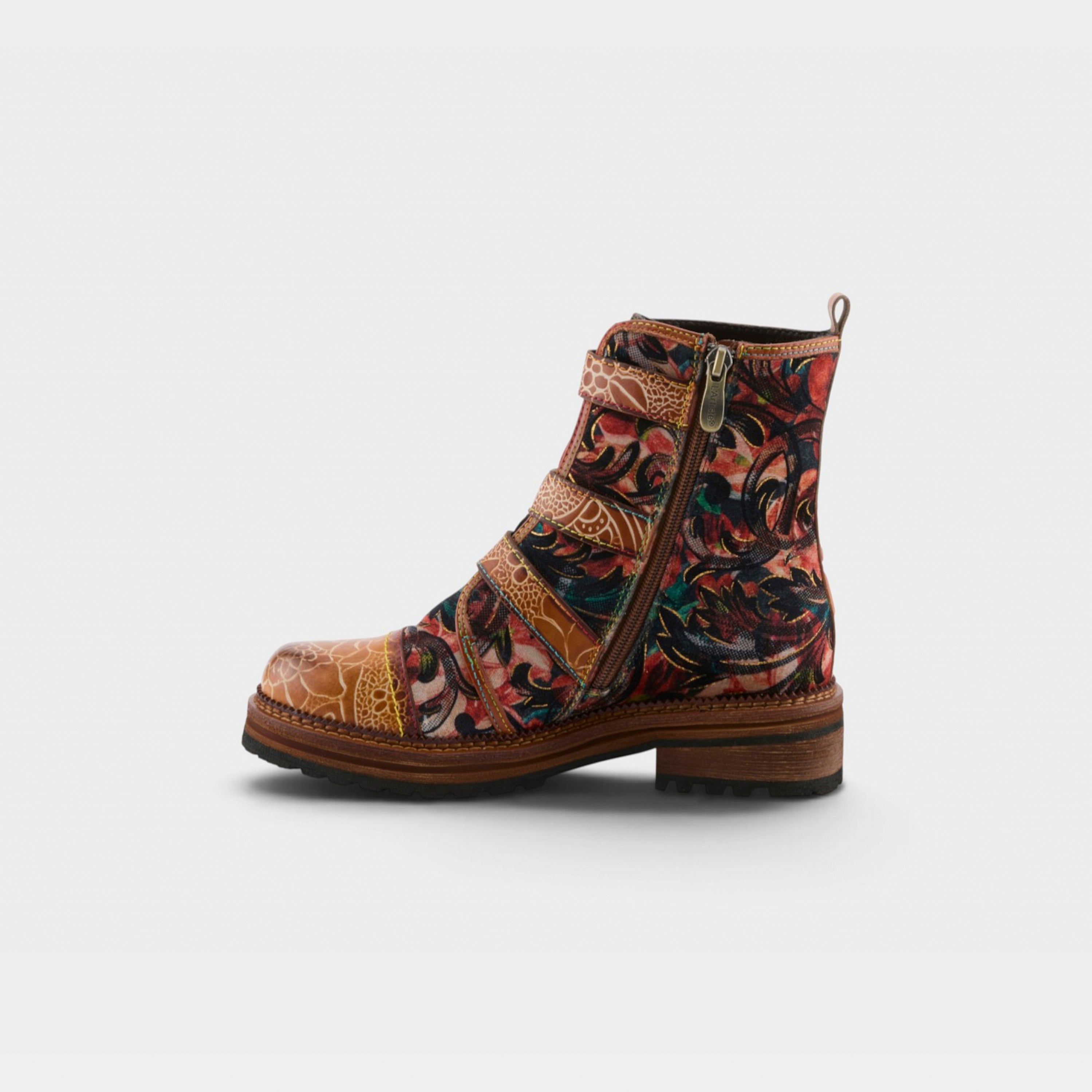 L'Artiste Thisway boots in Tan Multi, side view