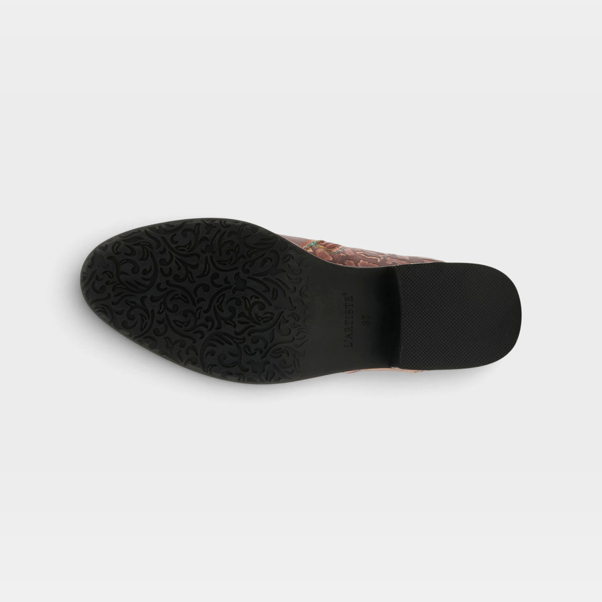 L'Artiste Tiatia boots in Brown, outsole view