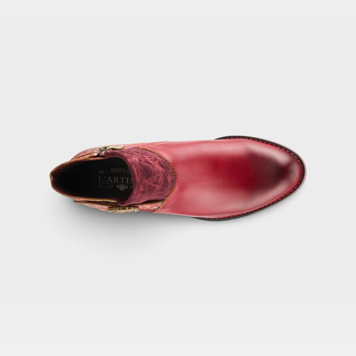 L'Artiste Tiatia boots in Bordeaux, top view