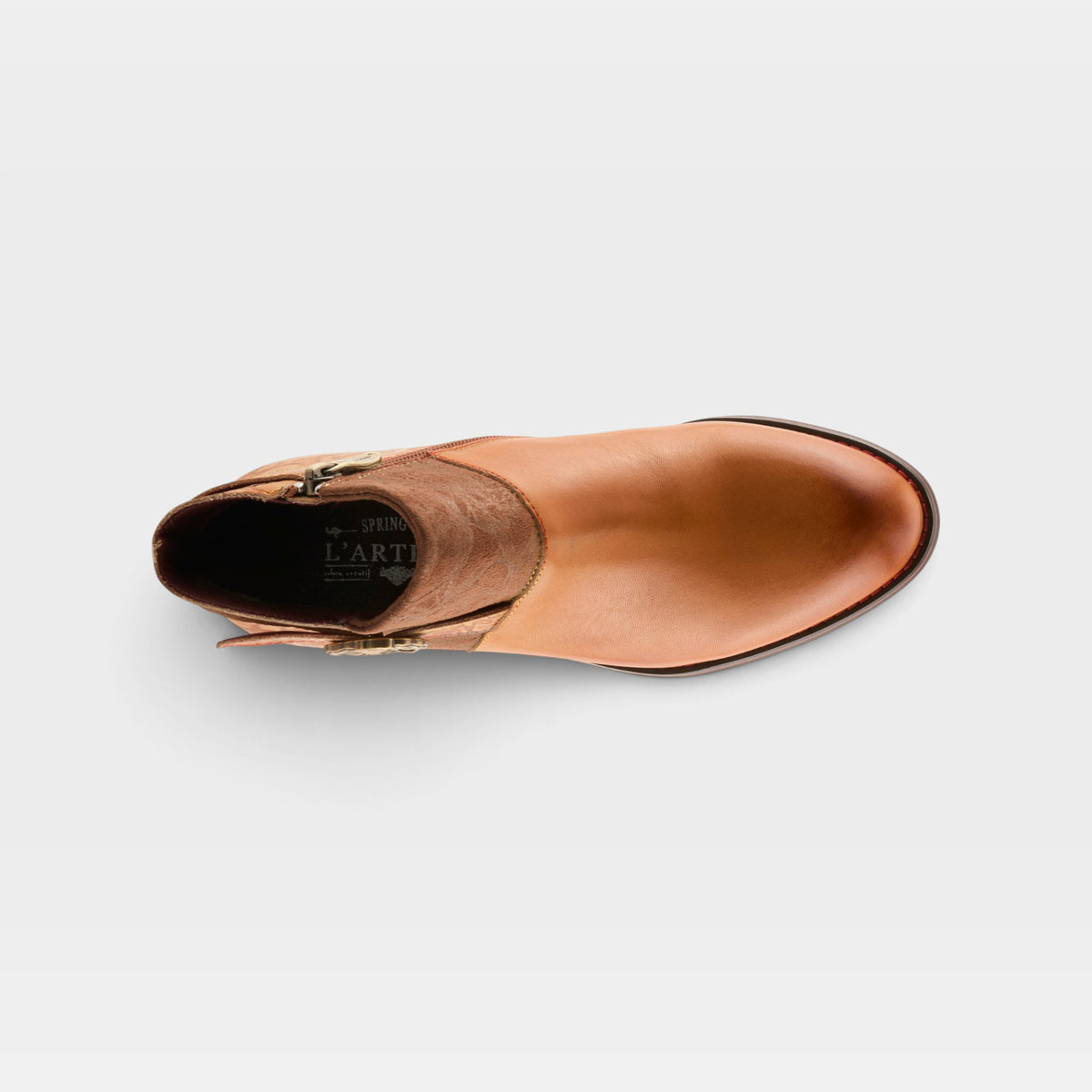 L'Artiste Tiatia boots in Camel, top view
