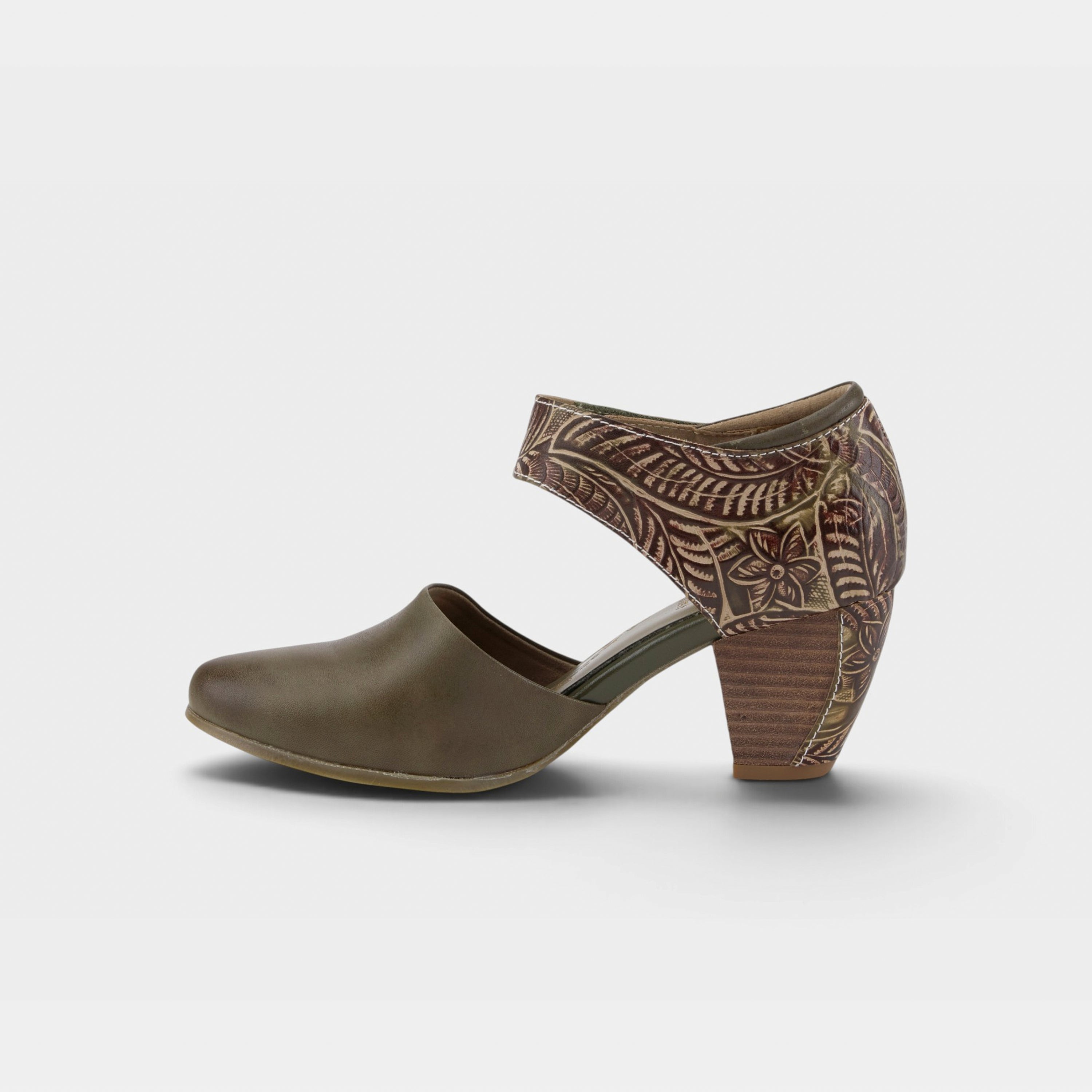 L'Artiste Toolie shoes in Olive Green, side view