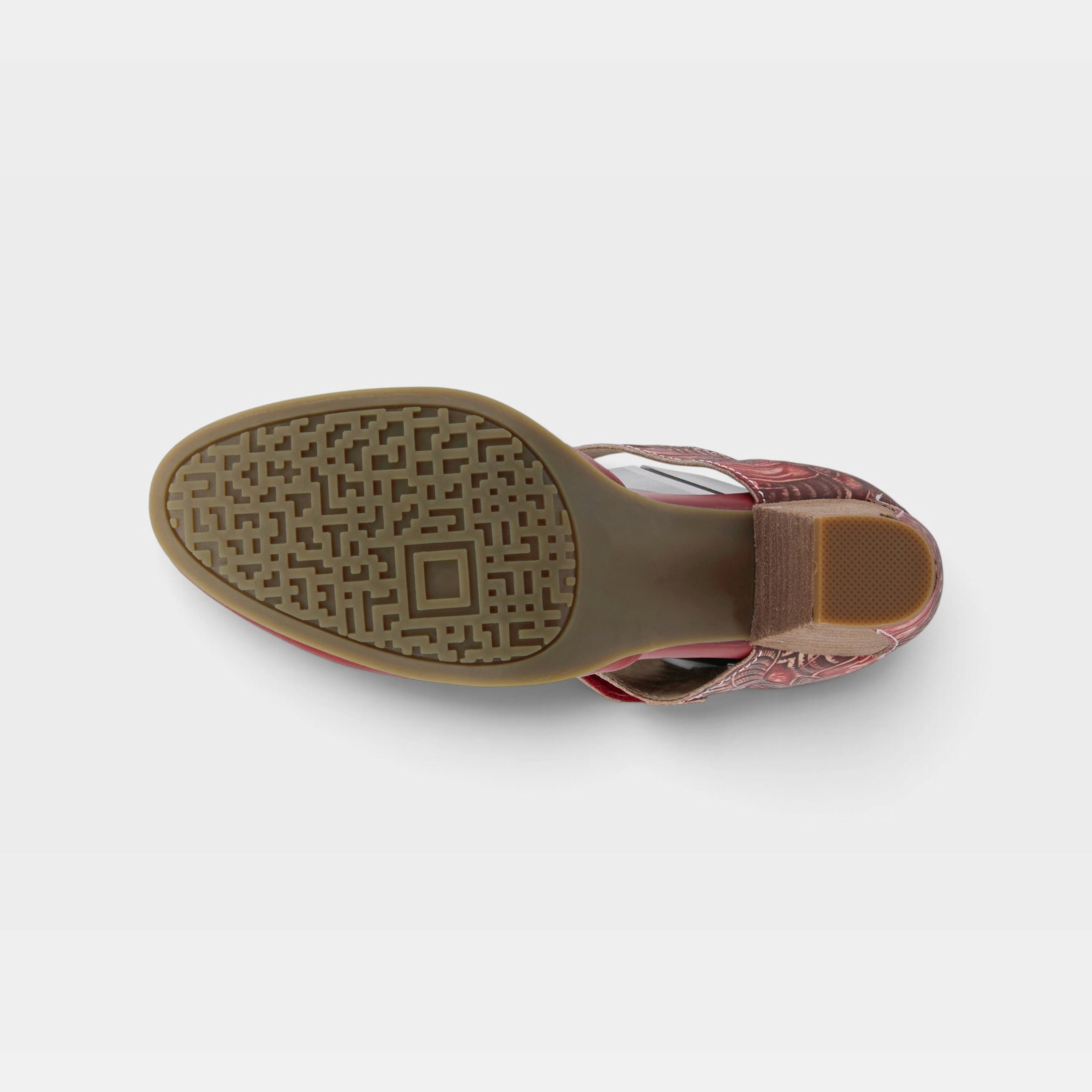 L'Artiste Toolie shoes in Red, outsole view