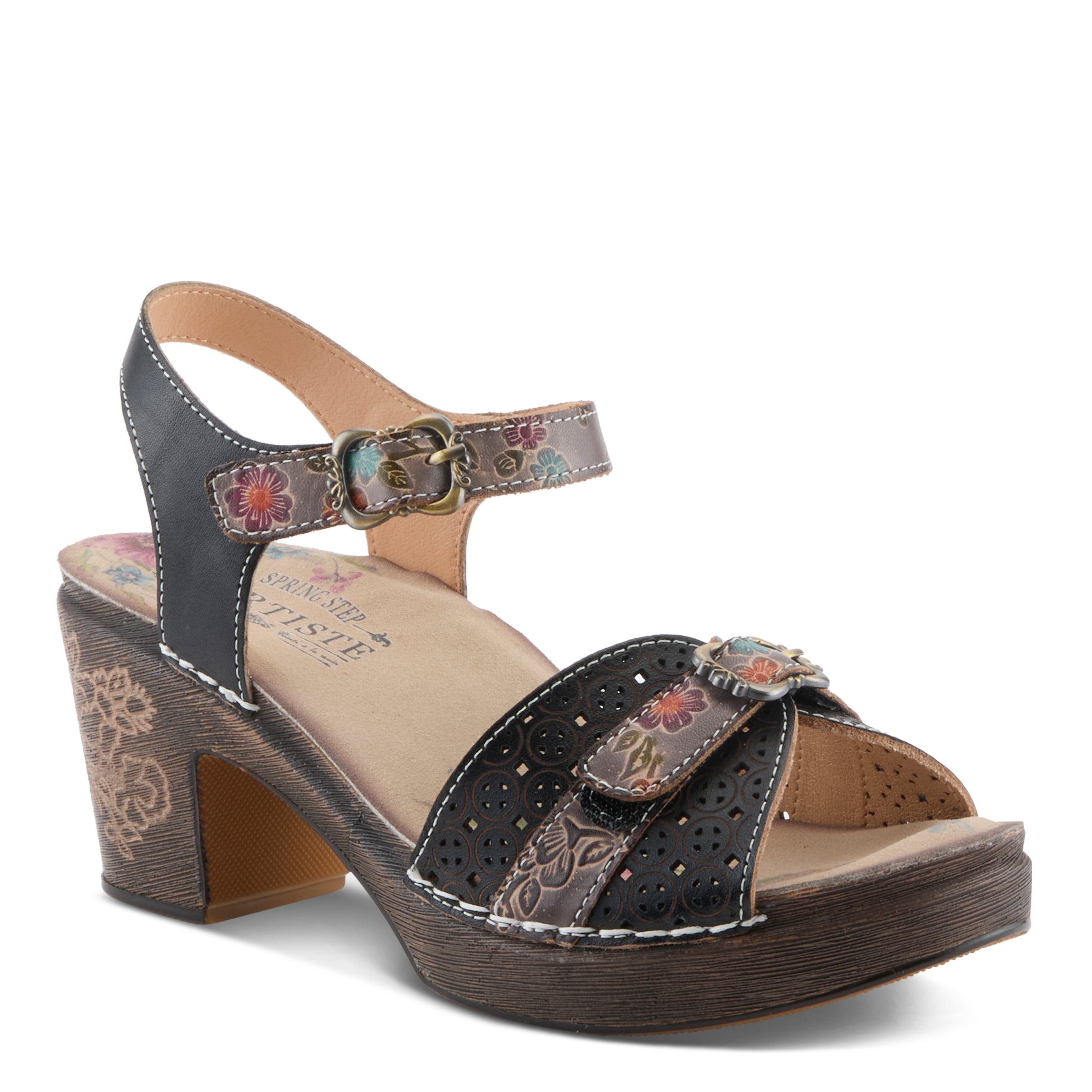 L'Artiste Upperbuck Block Heel Sandals by Spring Step Shoes