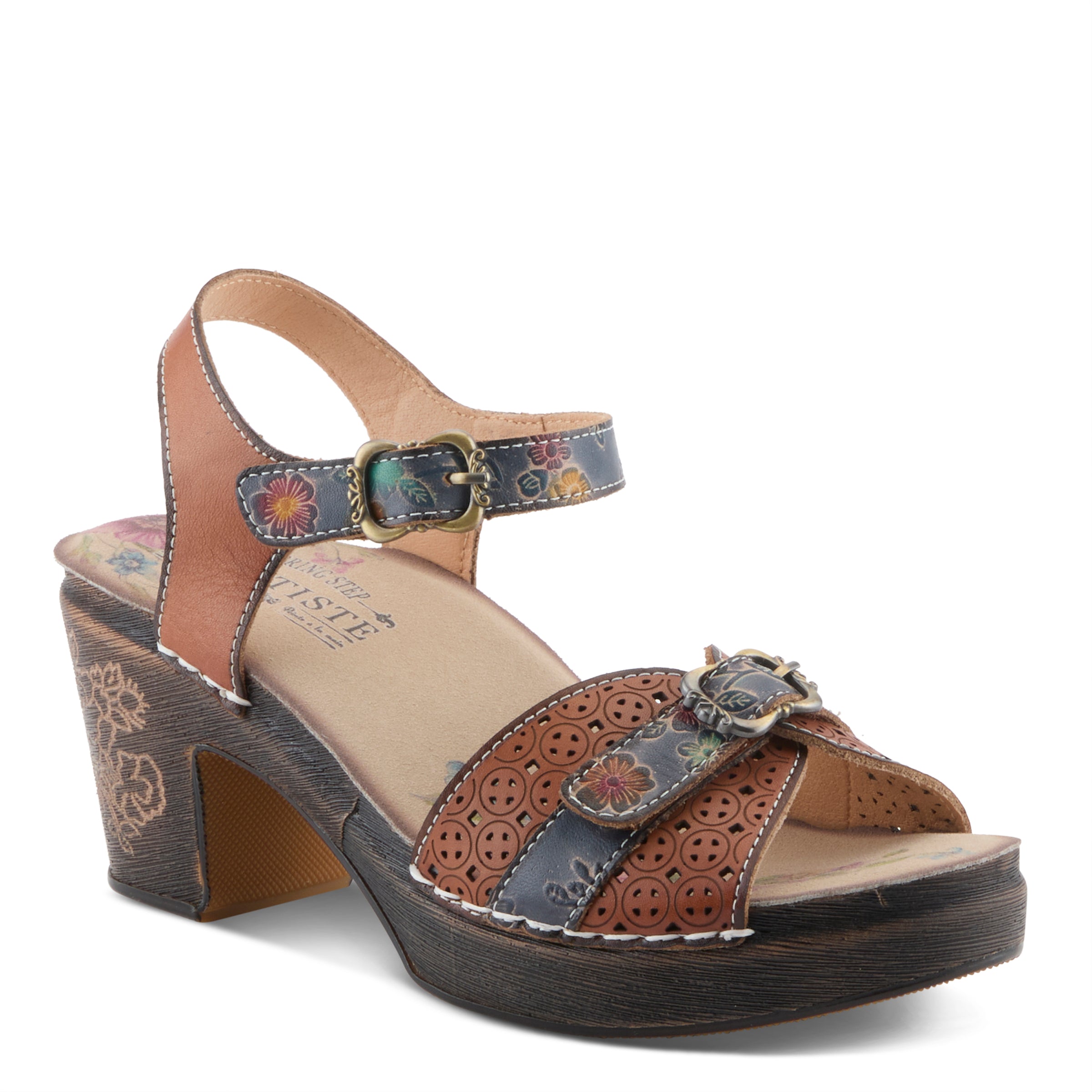 L'Artiste Upperbuck Block Heel Sandals by Spring Step Shoes