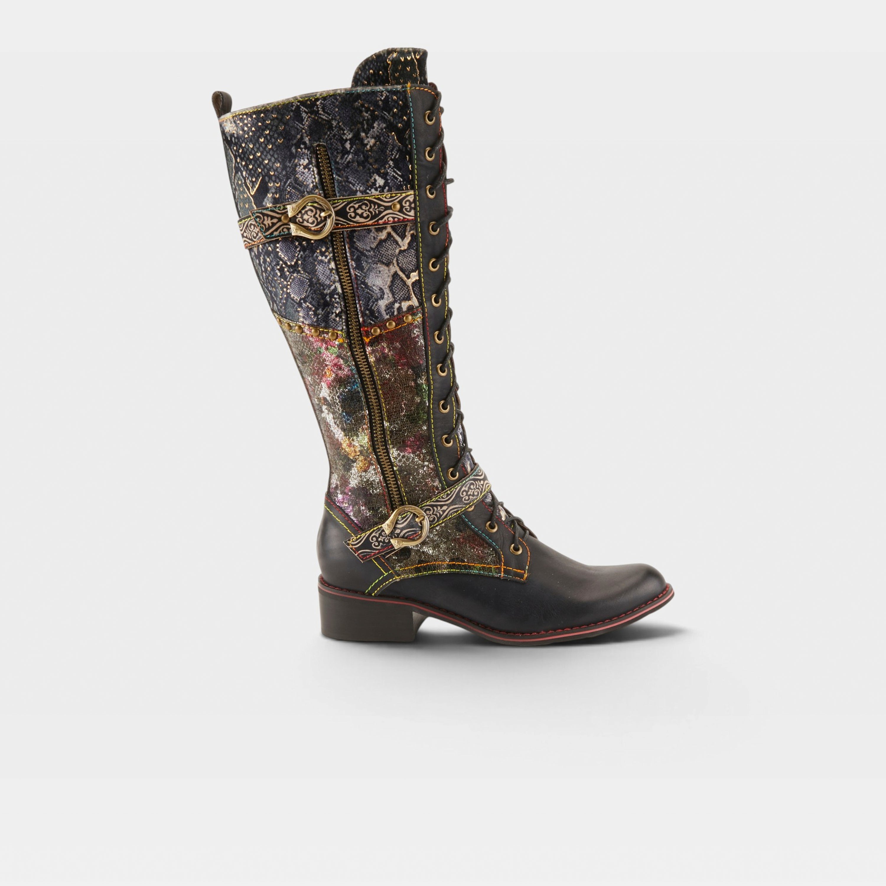 L'Artiste Vaneyck tall western boot in Black Multi, hero view