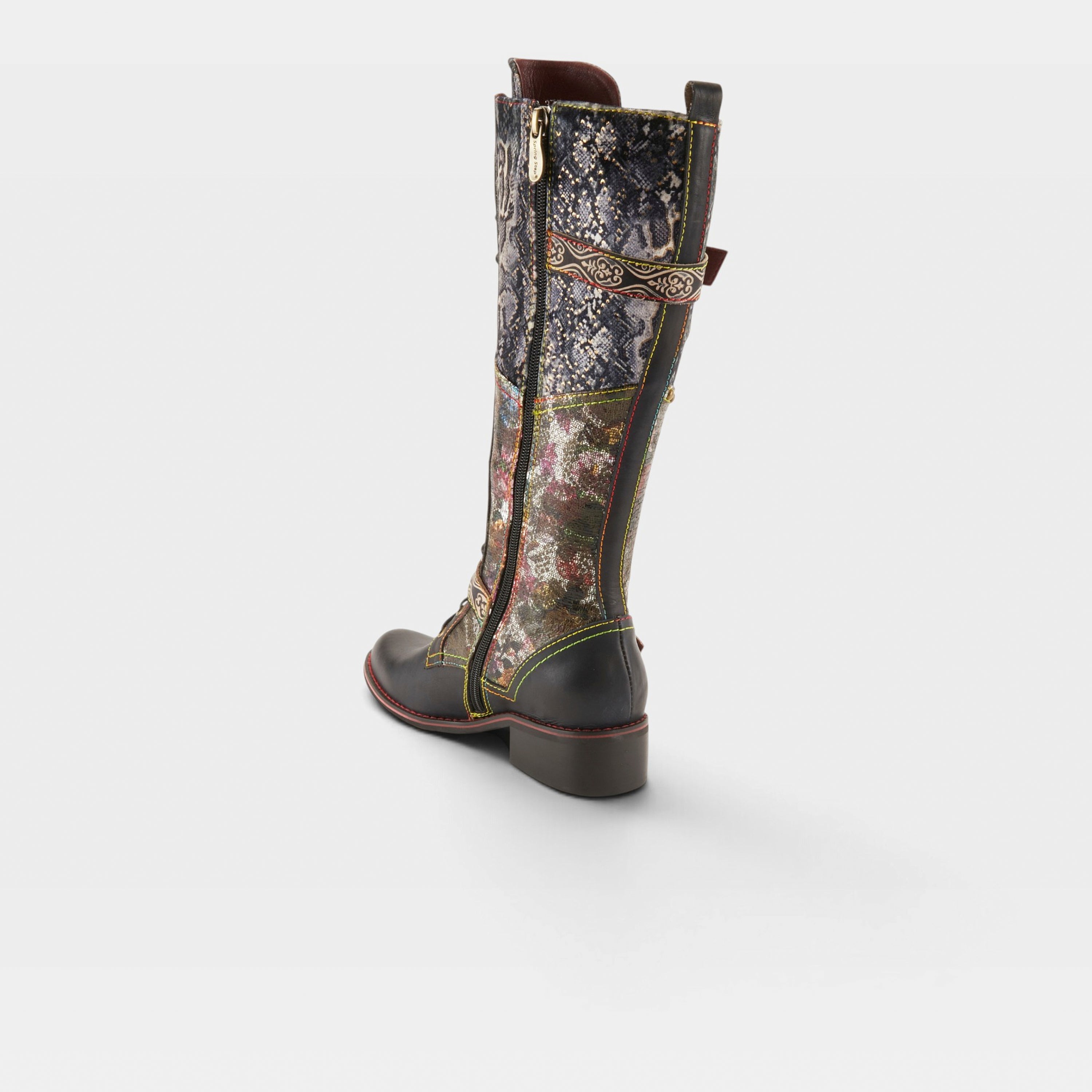 L'Artiste Vaneyck tall western boot in Black Multi, alternate angle view