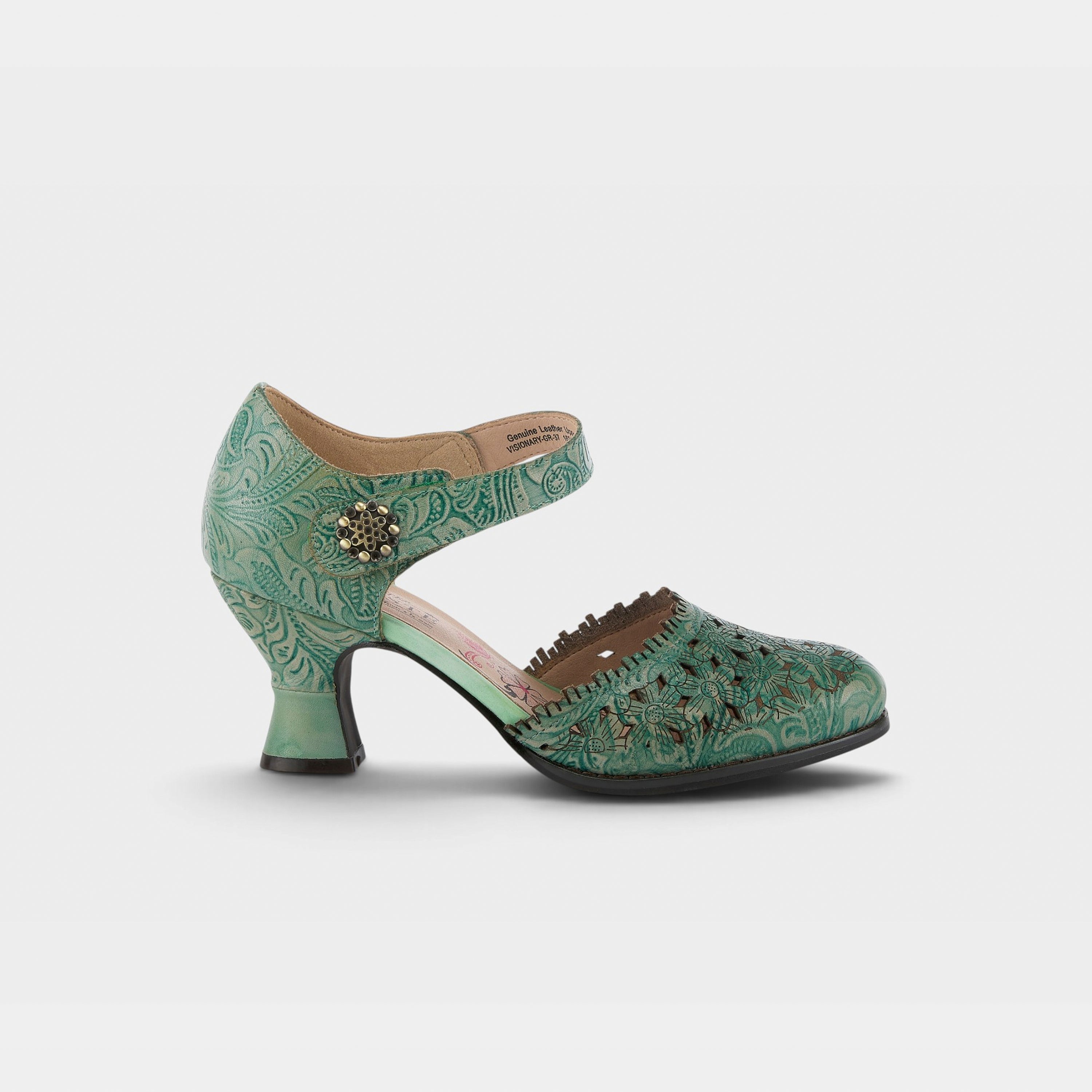 L'Artiste Visionary ankle strap shoes in Green, hero view