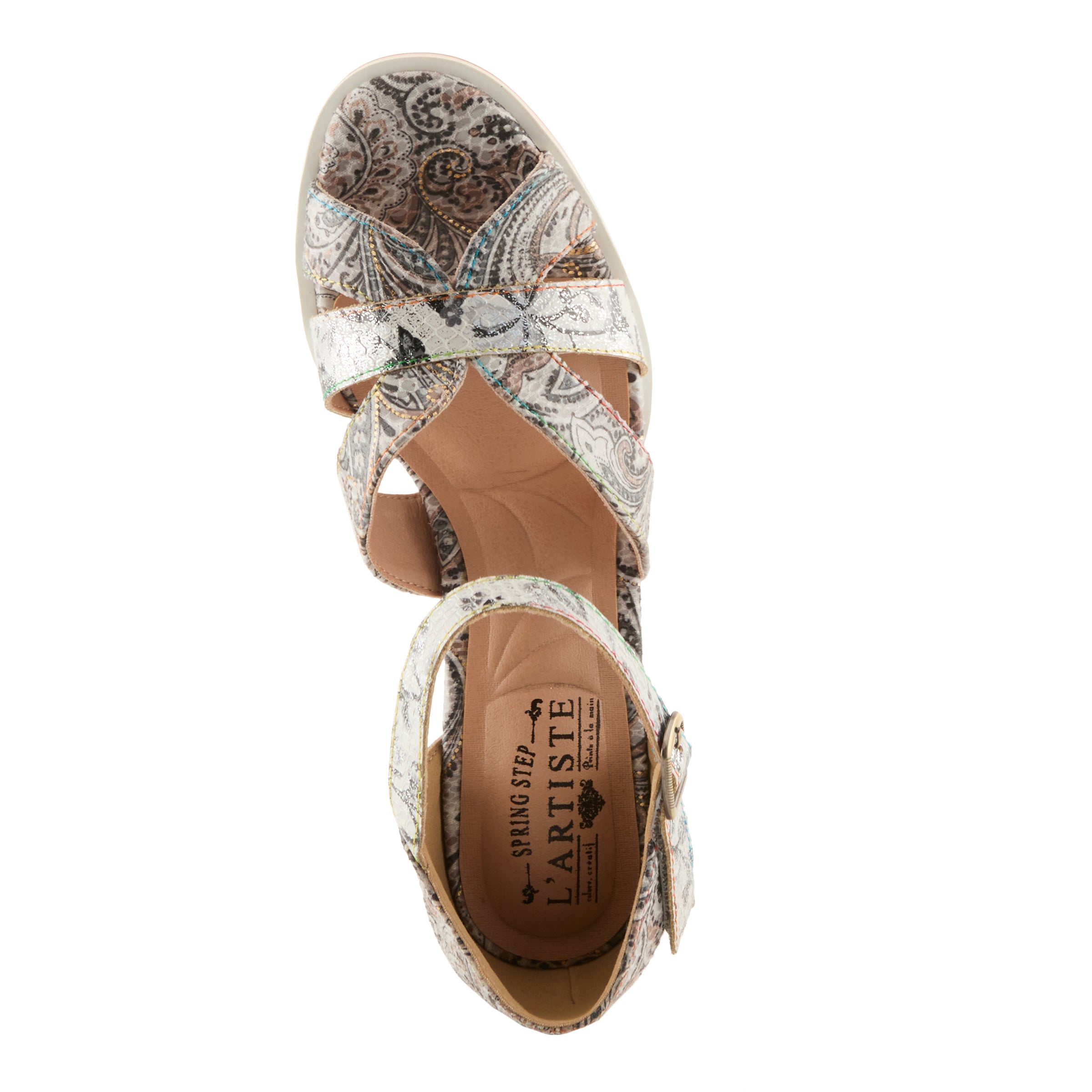 L'Artiste Waltz‑Fleur Low Block Heel Sandals - Spring Step Shoes