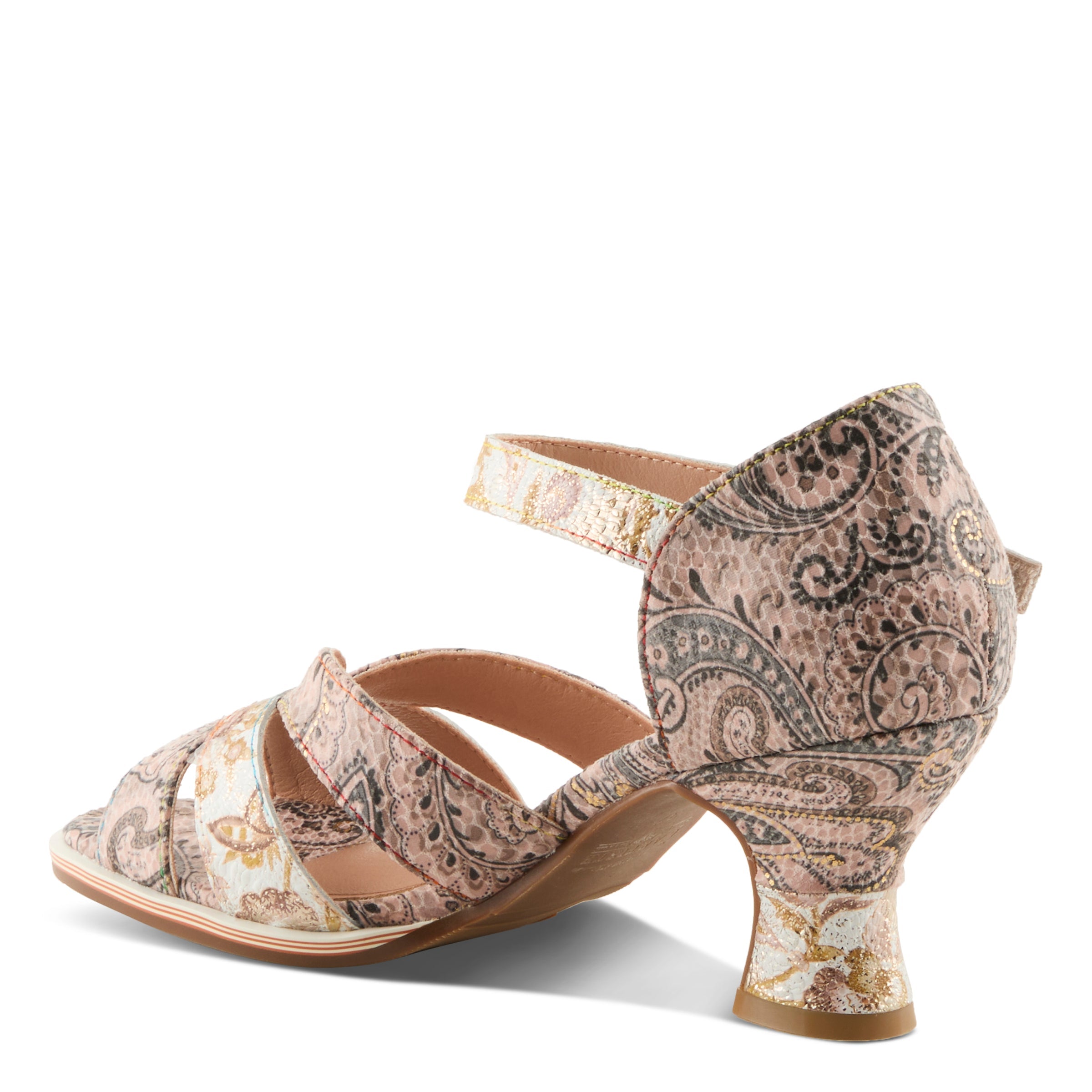 L'Artiste Waltz‑Fleur Low Block Heel Sandals - Spring Step Shoes