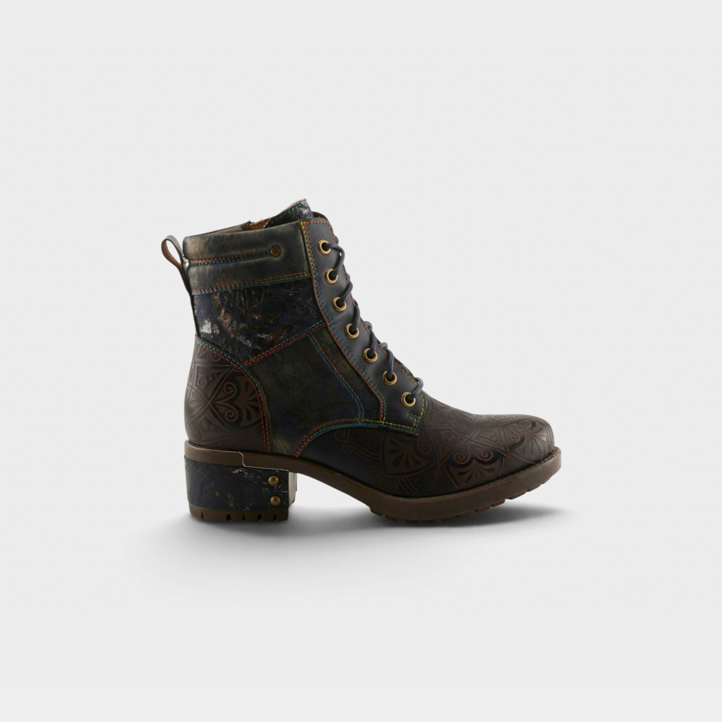 L'Artiste Whitefish boots in Navy Multi, hero view